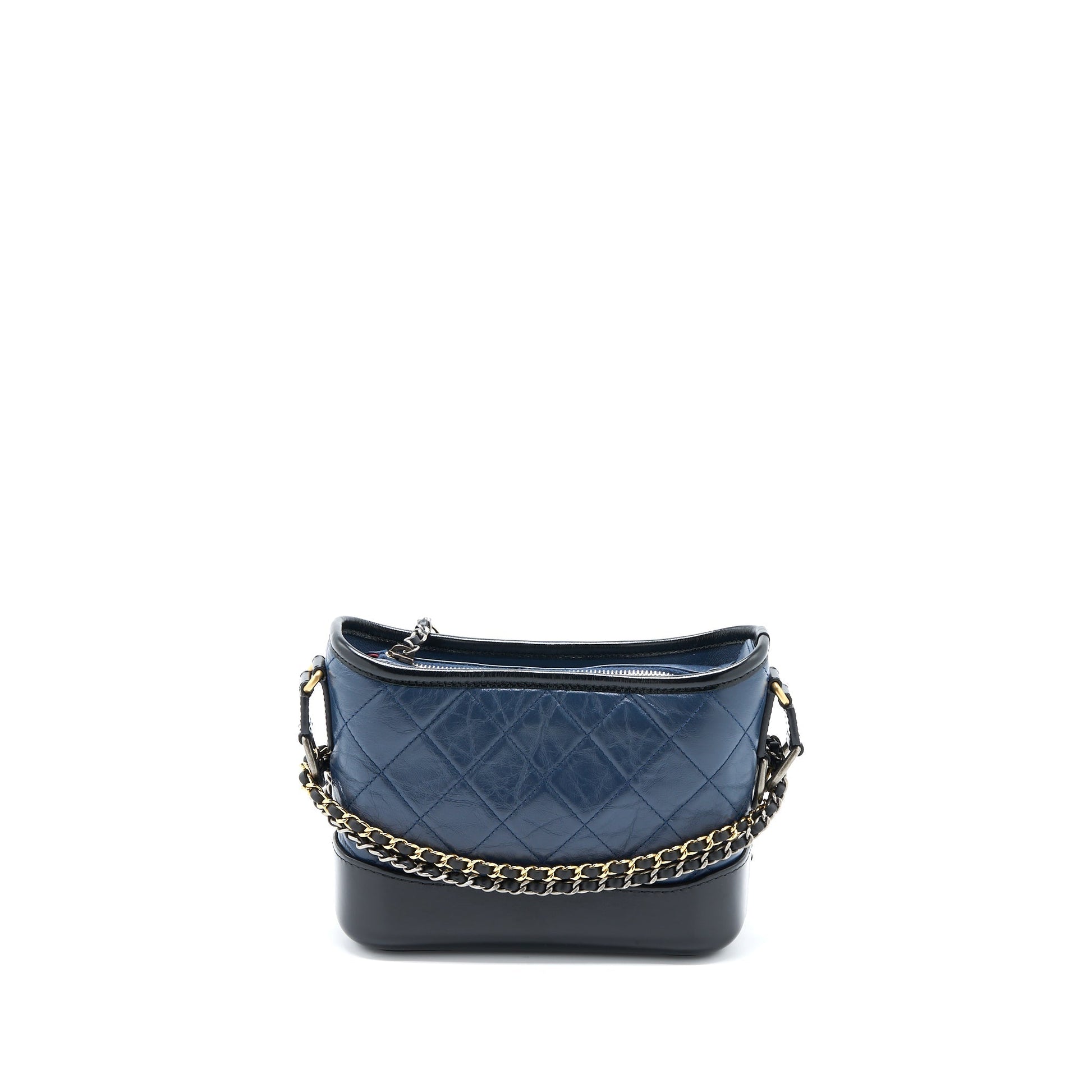 Chanel Gabrielle Hobo Aged Calfskin Navy Hardware Multicolour Black Small Shoulder Bag