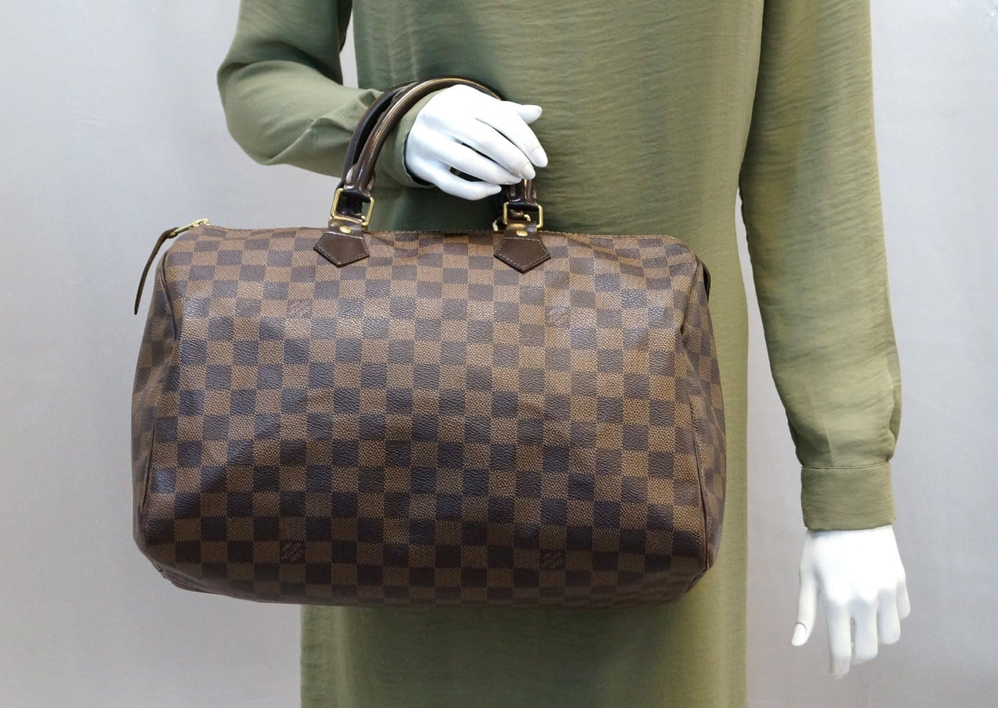 Louis Damier Ebene Speedy Satchel Travel Bag