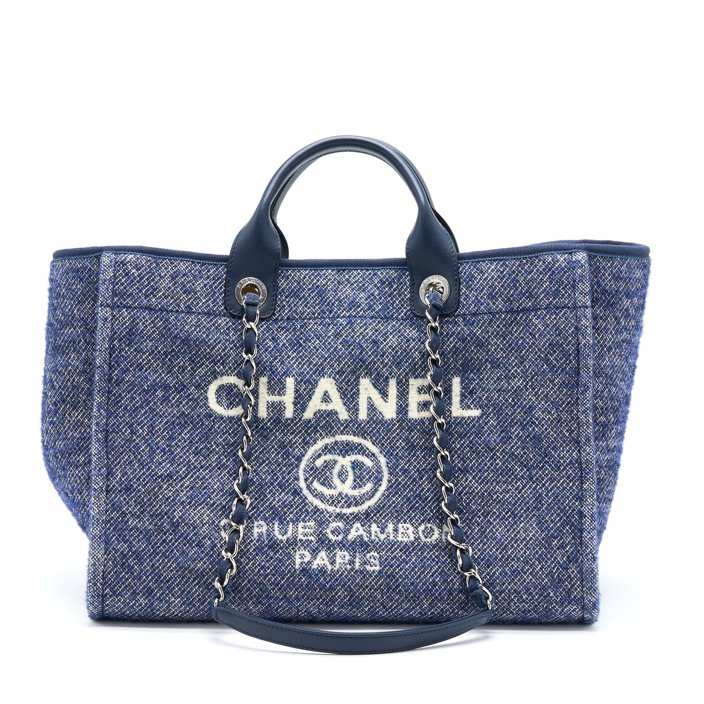 Chanel Deauville Navy SHW Microchip Tote Bag