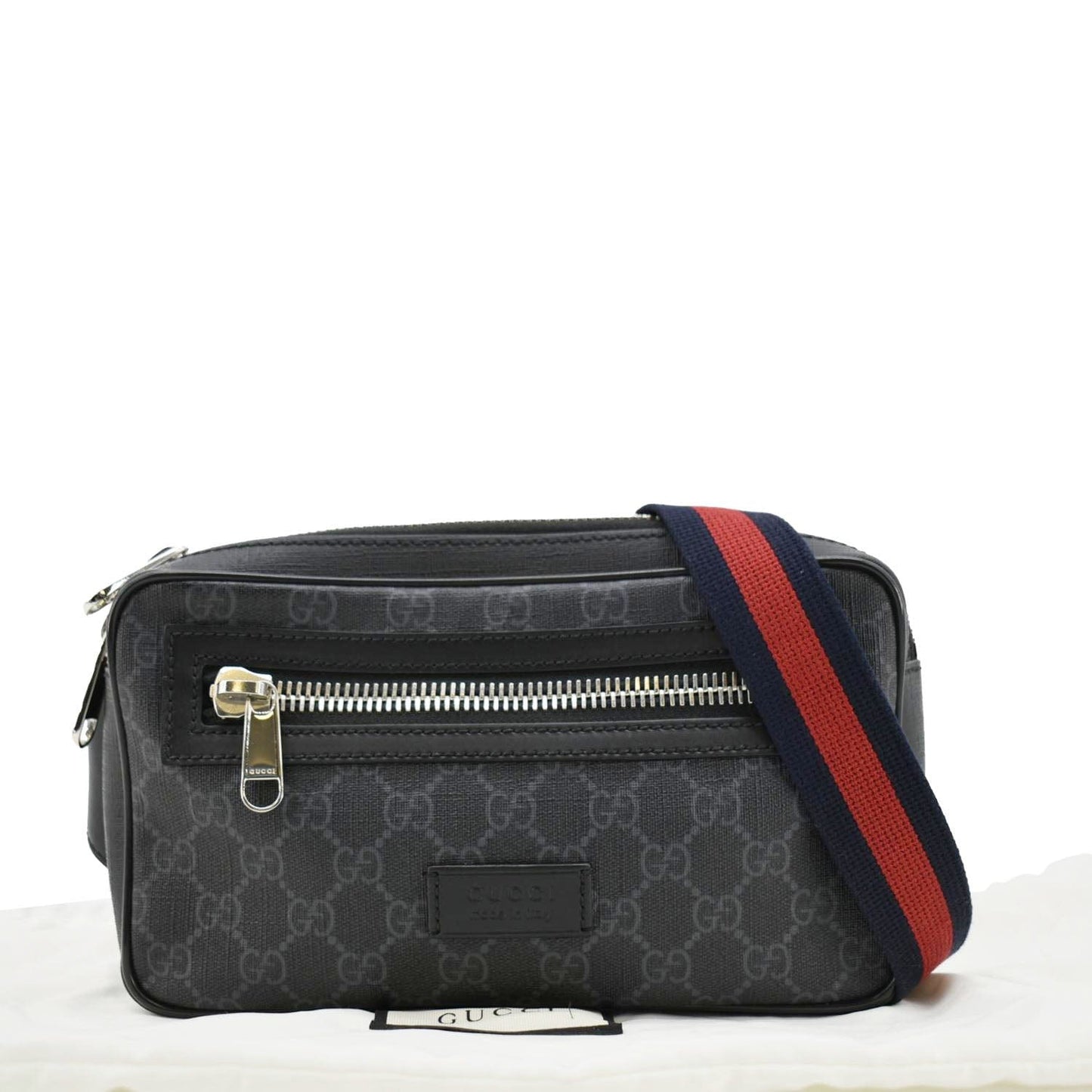 Gucci Supreme Zip Belt Bag Canvas Black Accessory
