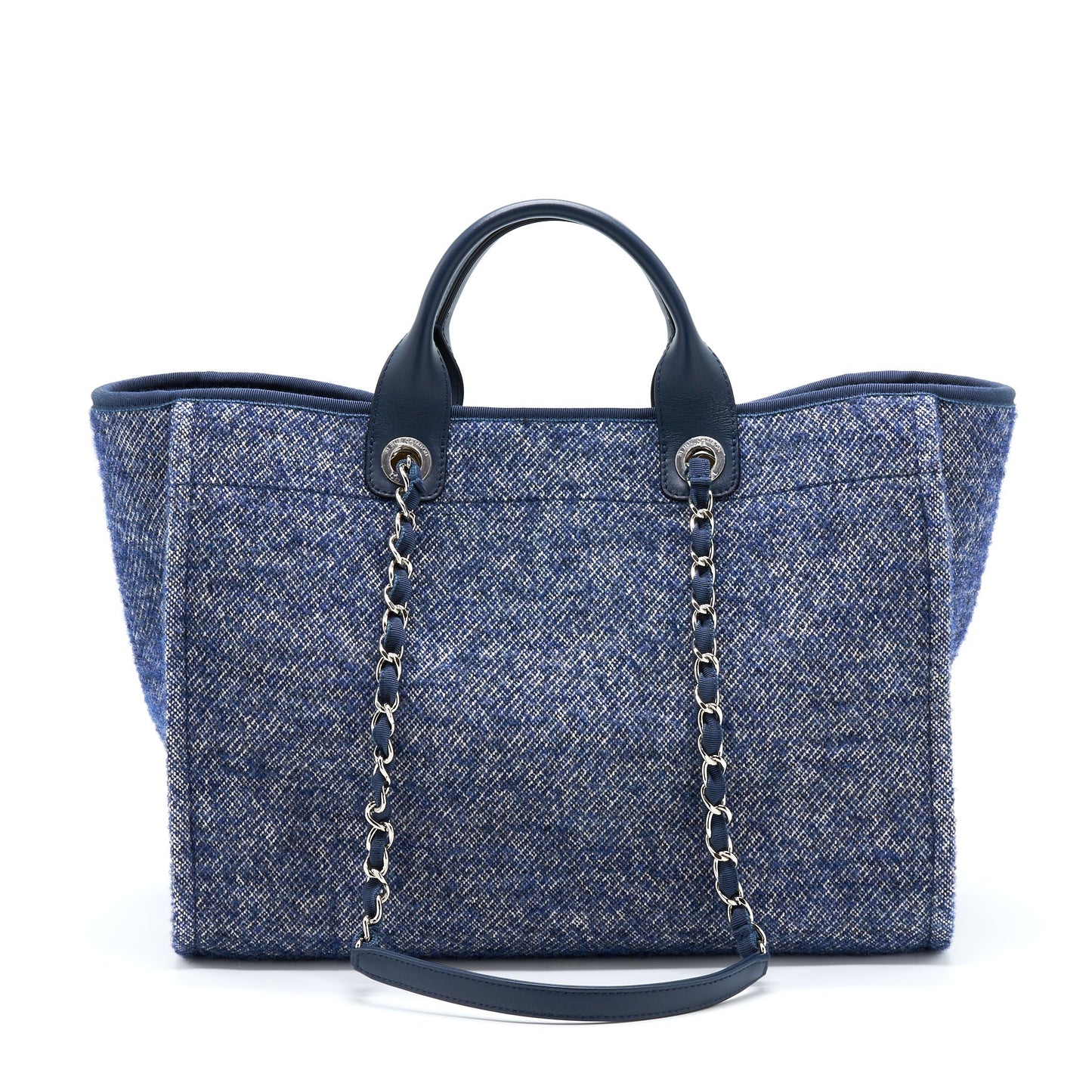 Chanel Deauville Navy SHW Microchip Tote Bag