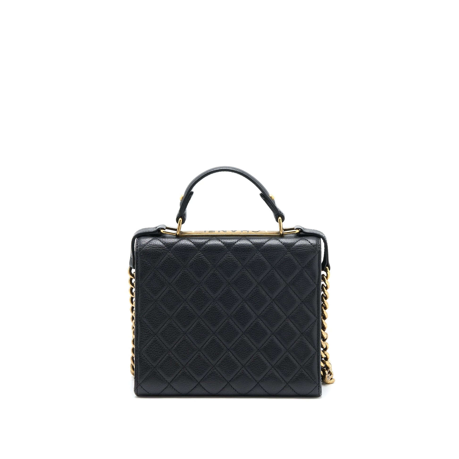 Chanel Rita Top Handle Flap Grained Goatskin Black Shoulder Bag