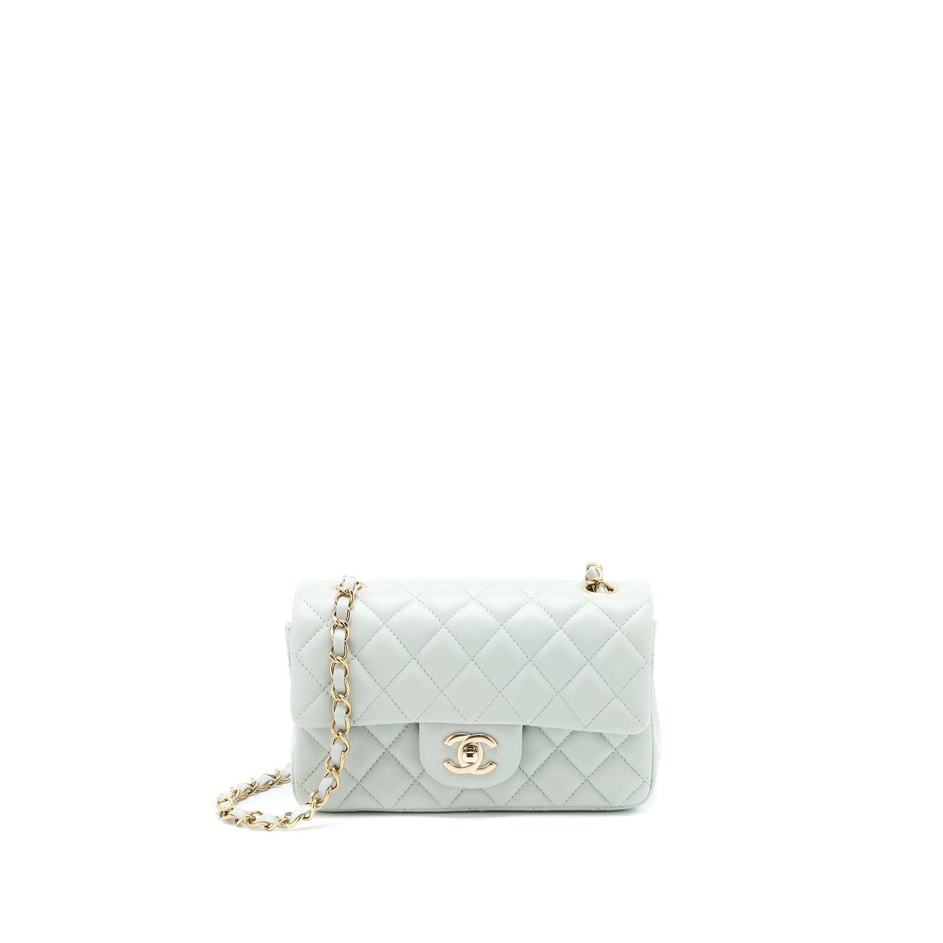 Chanel 23C Rectangular Flap Lambskin Light LGHW Grey Shoulder Bag