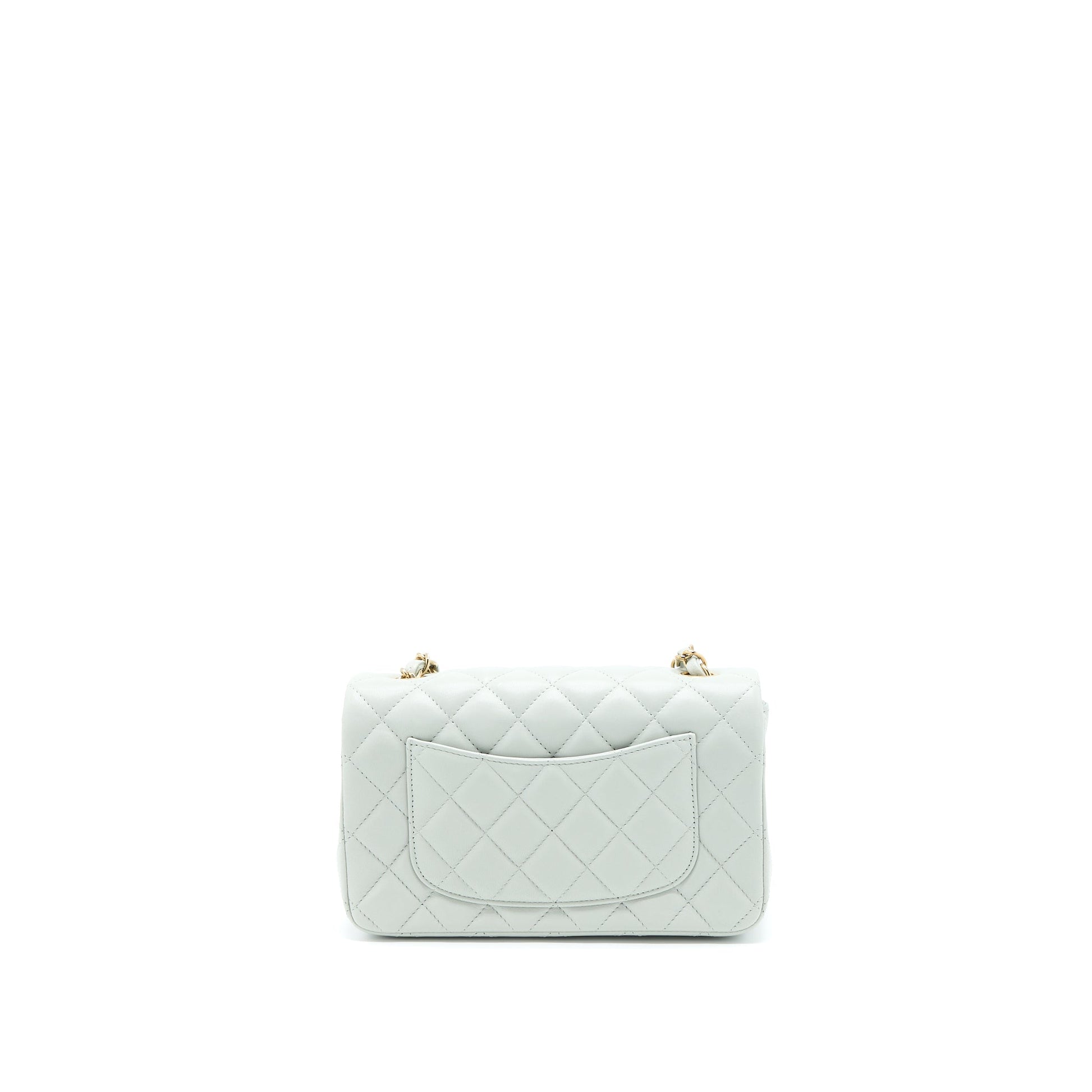 Chanel 23C Rectangular Flap Lambskin Light LGHW Grey Shoulder Bag