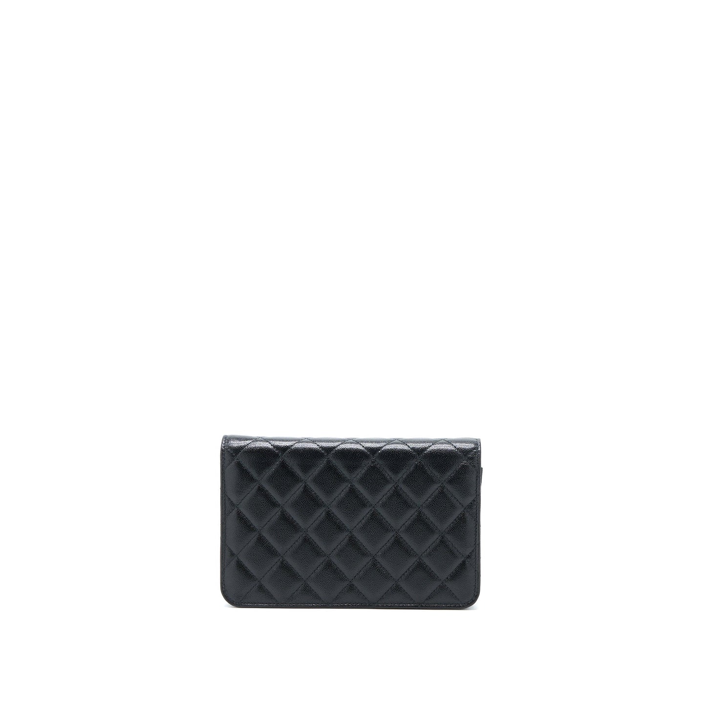 Chanel 22B Detail CC Logo On Caviar Black Wallet Case