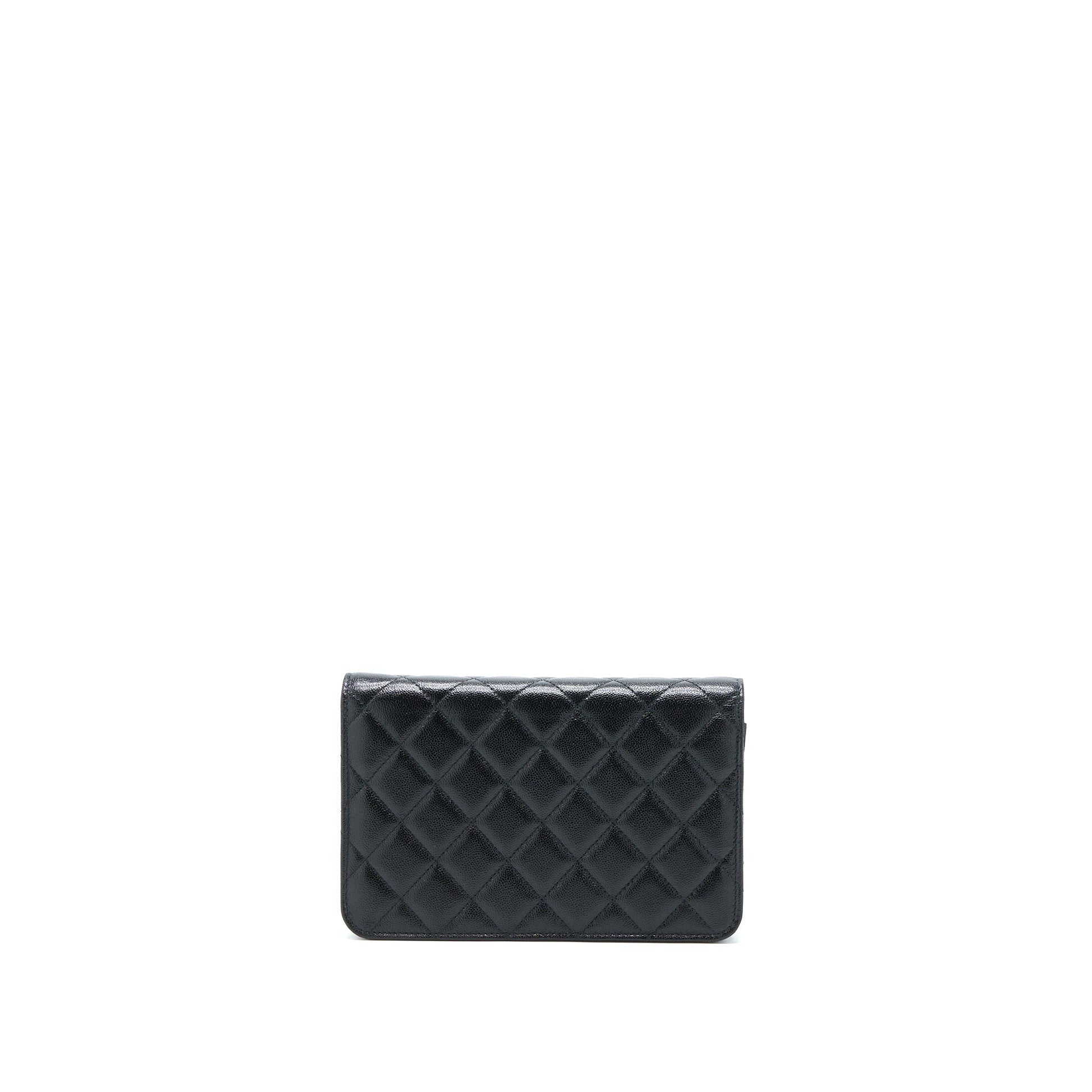 Chanel 22B Detail CC Logo On Caviar Black Wallet Case