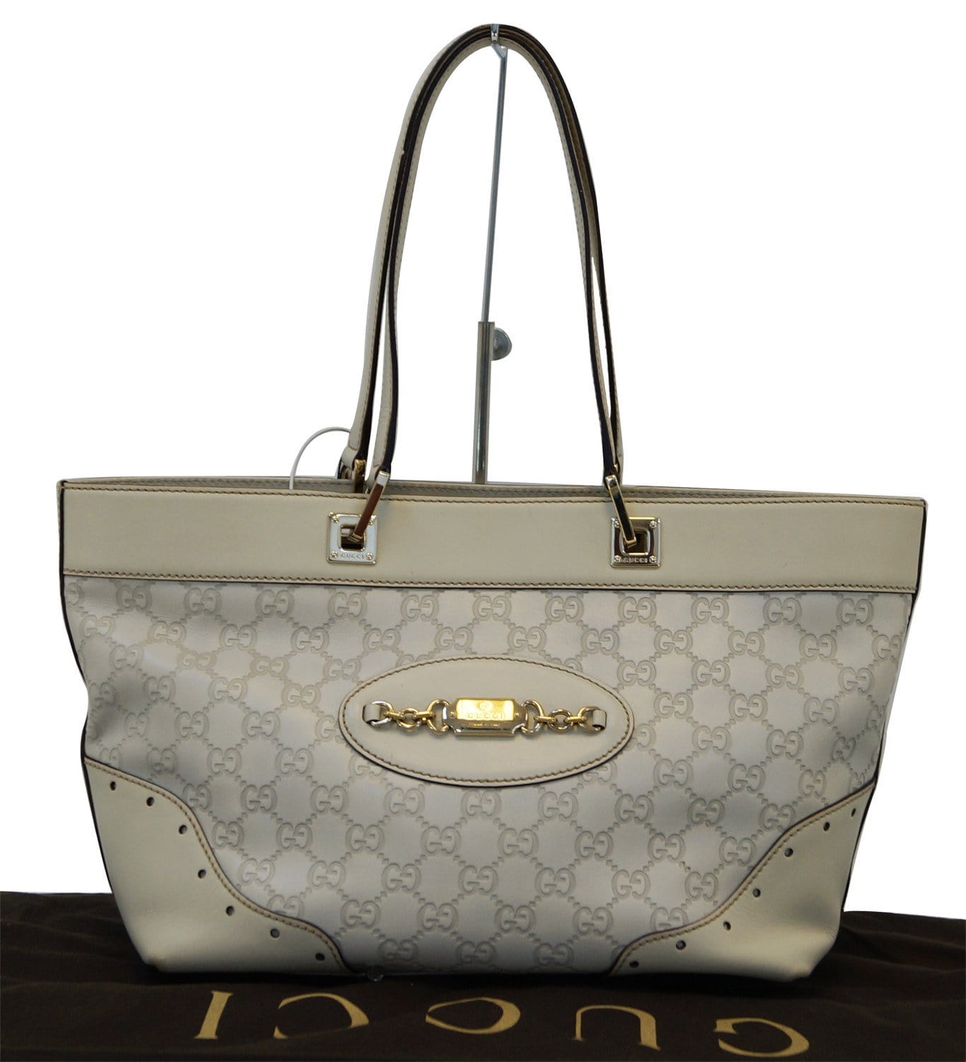 Gucci ssima Tone Tote Shoulder Bag Leather Gold