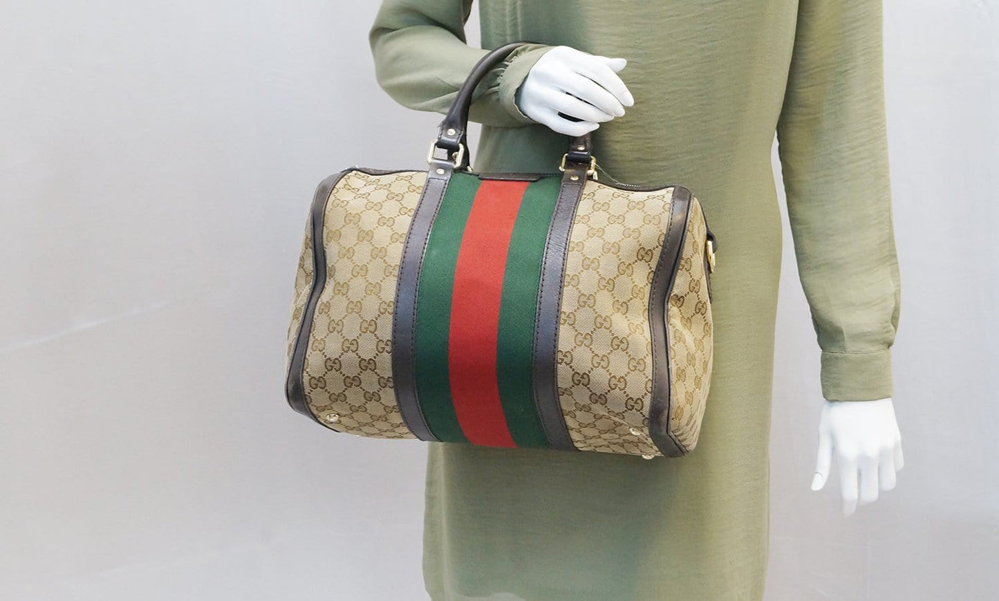 Gucci Web Original Boston Bag With Signature Web Medium Travel Bag Web E4434