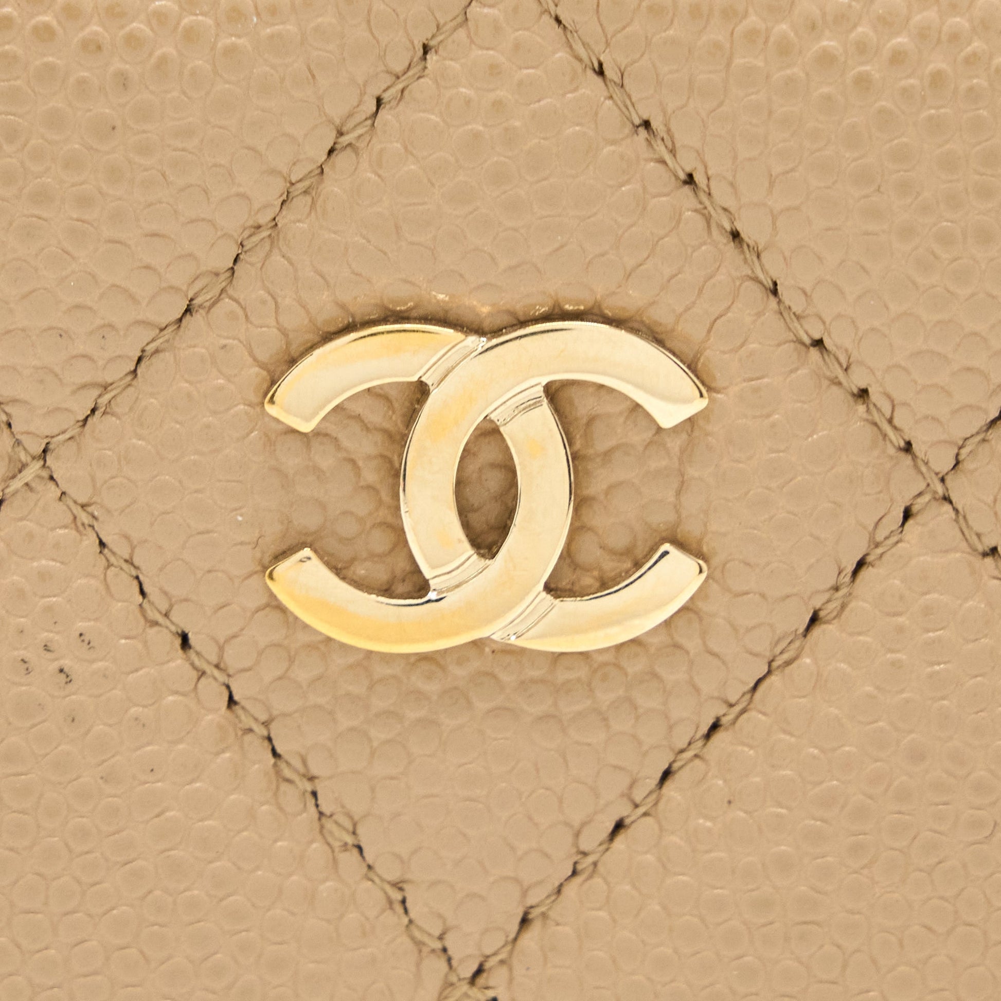 Chanel Classic Card Holder Caviar Dark GHW Beige Wallet Case