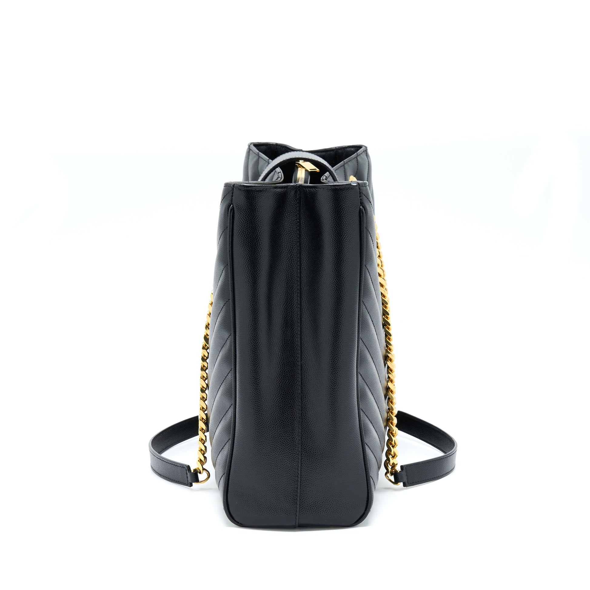YSL Saint Laurent Chevron Tote Purse Black Tote Bag