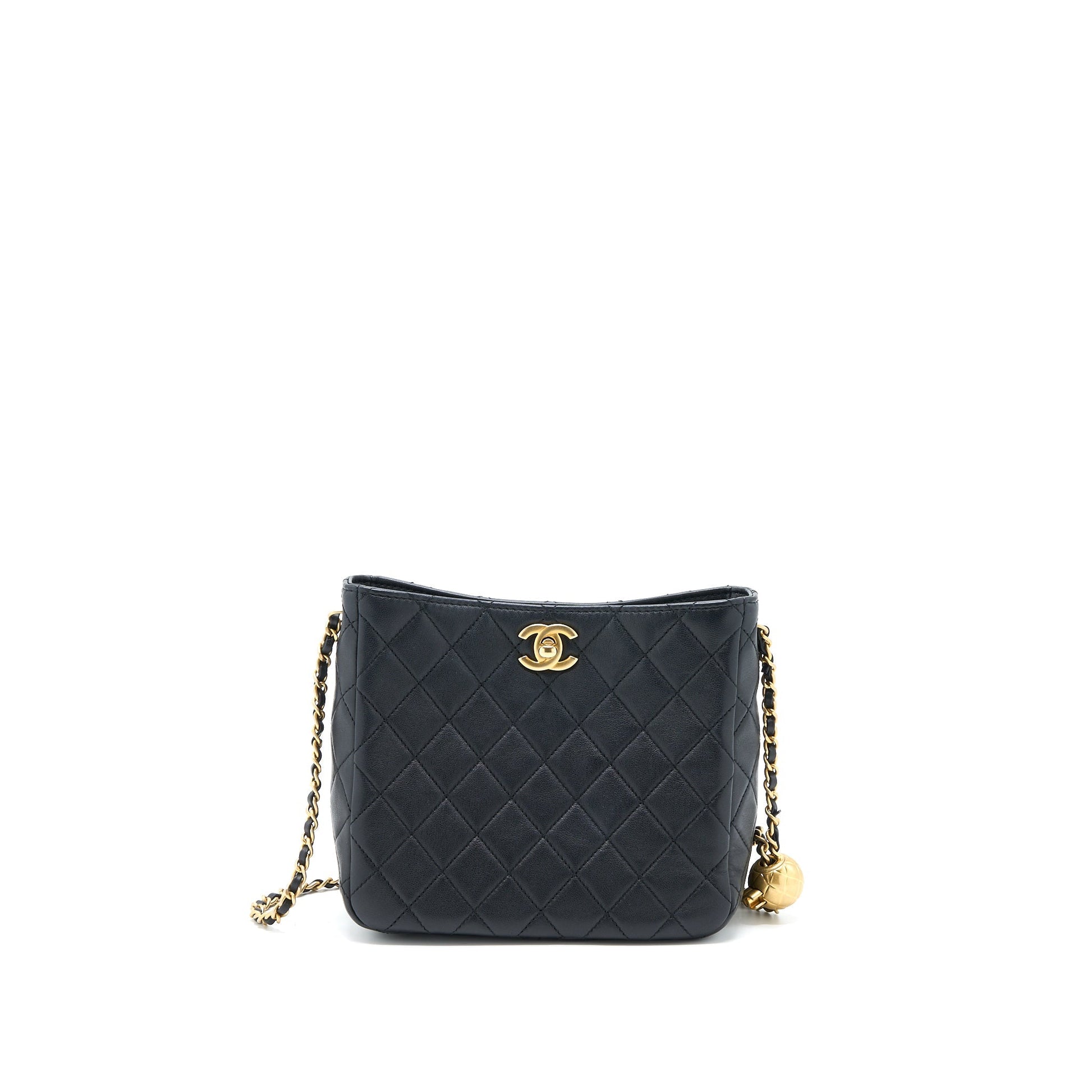 Chanel 23C Pearl Crush Hobo Lambskin Brushed Black Shoulder Bag Microchip 1