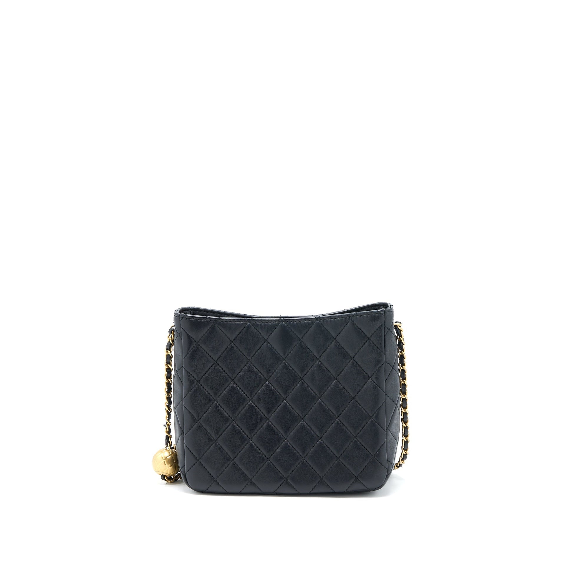 Chanel 23C Pearl Crush Hobo Lambskin Brushed Black Shoulder Bag Microchip 1
