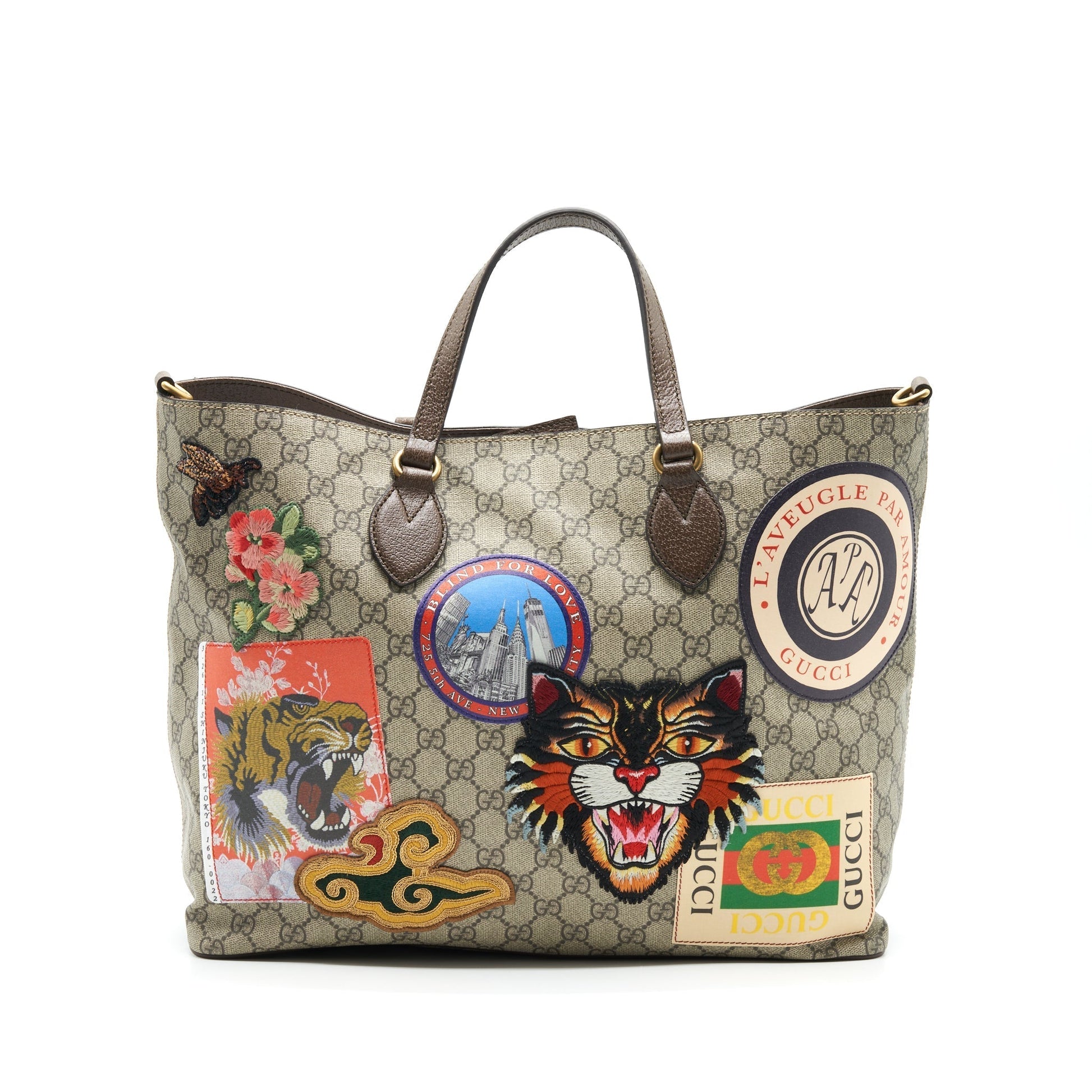 Gucci Supreme Tote Bag With Sticker Canvas