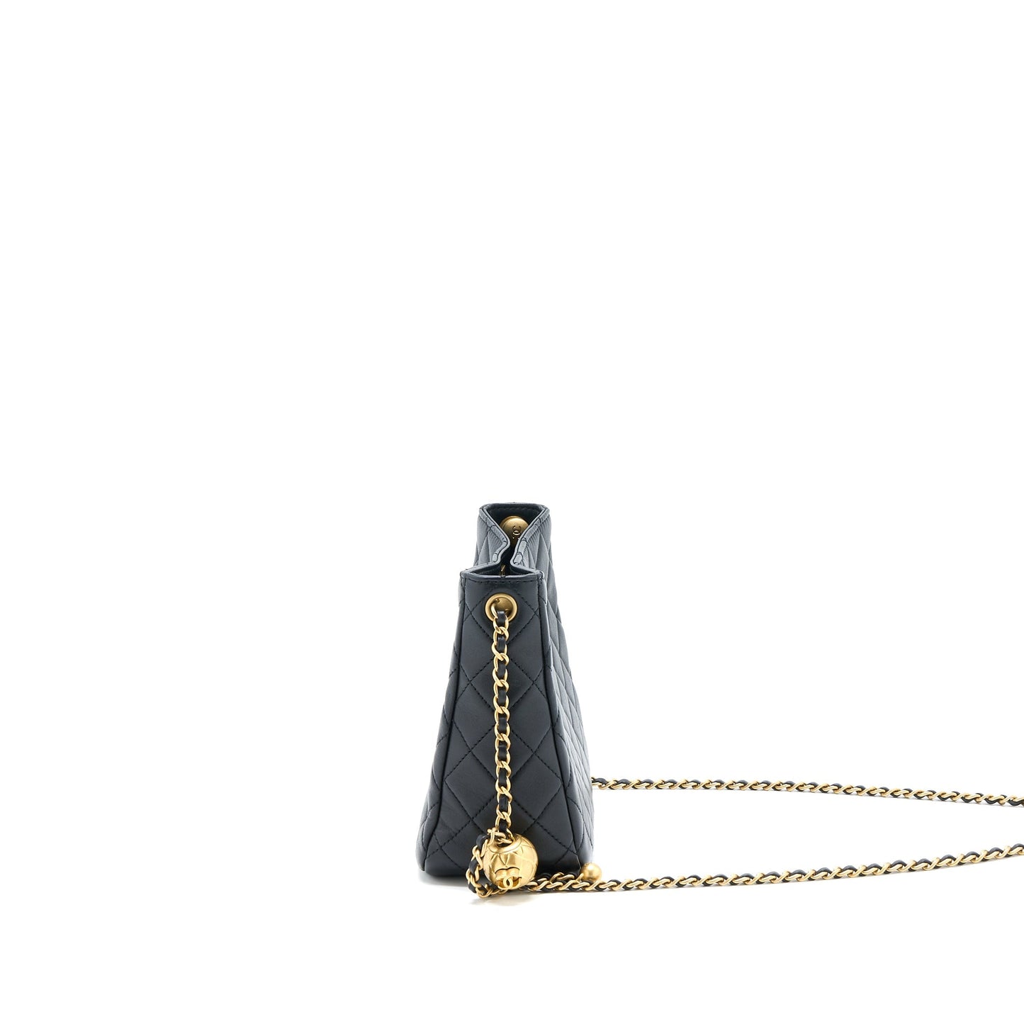 Chanel 23C Pearl Crush Hobo Lambskin Brushed Black Shoulder Bag Microchip 1