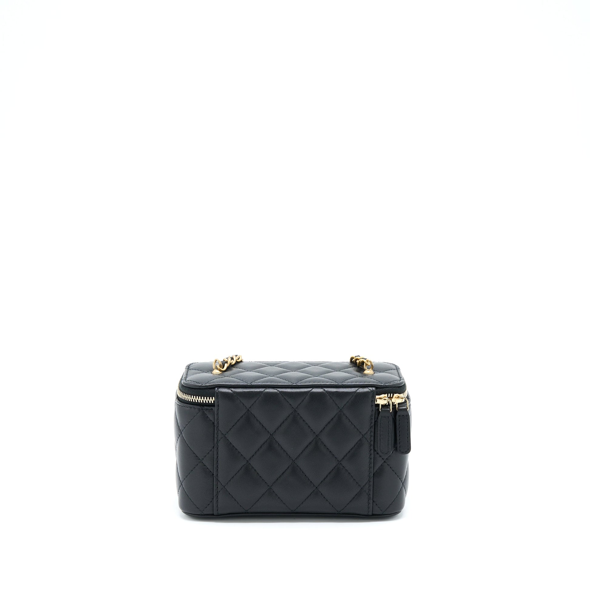 Chanel 22B Pearl Crush Long Vanity Lambskin Black Handbag