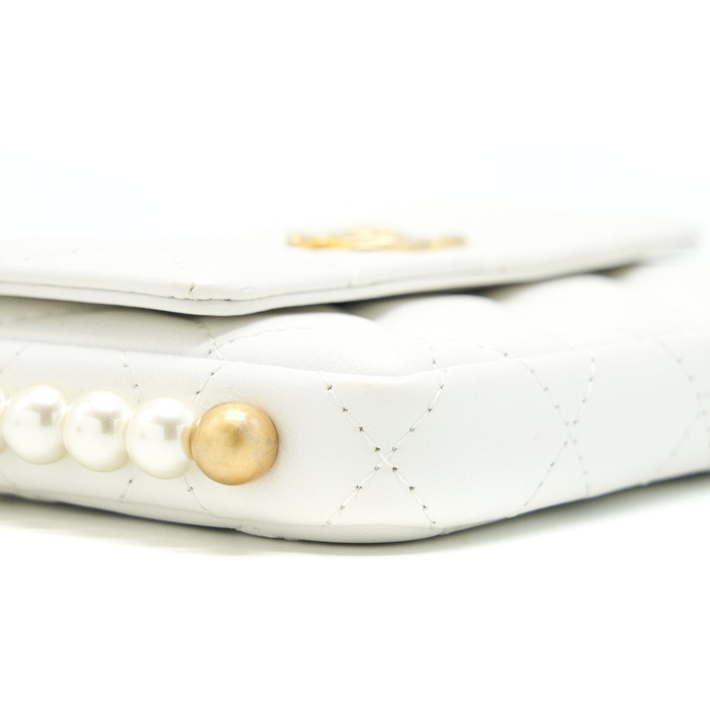 Chanel Pearl Crush Lambskin GHW White Crossbody Bag