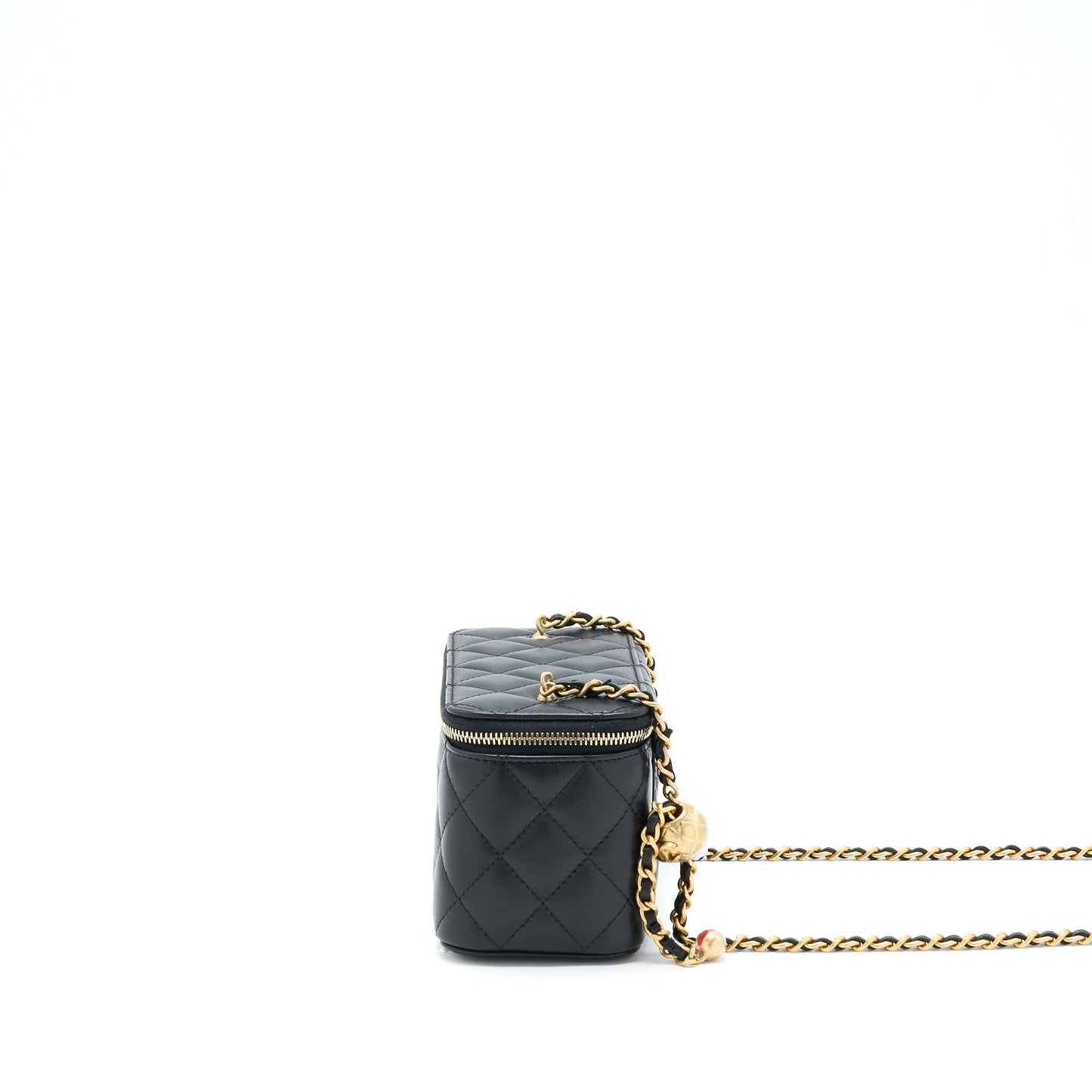 Chanel 22B Pearl Crush Long Vanity Lambskin Black Handbag