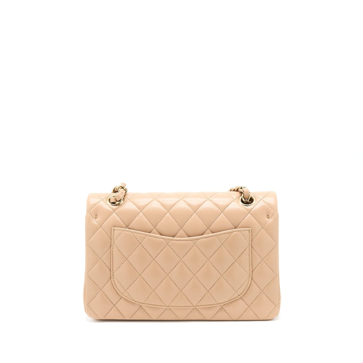 Chanel 22B Classic Flap Lambskin LGHW Beige Small Shoulder Bag