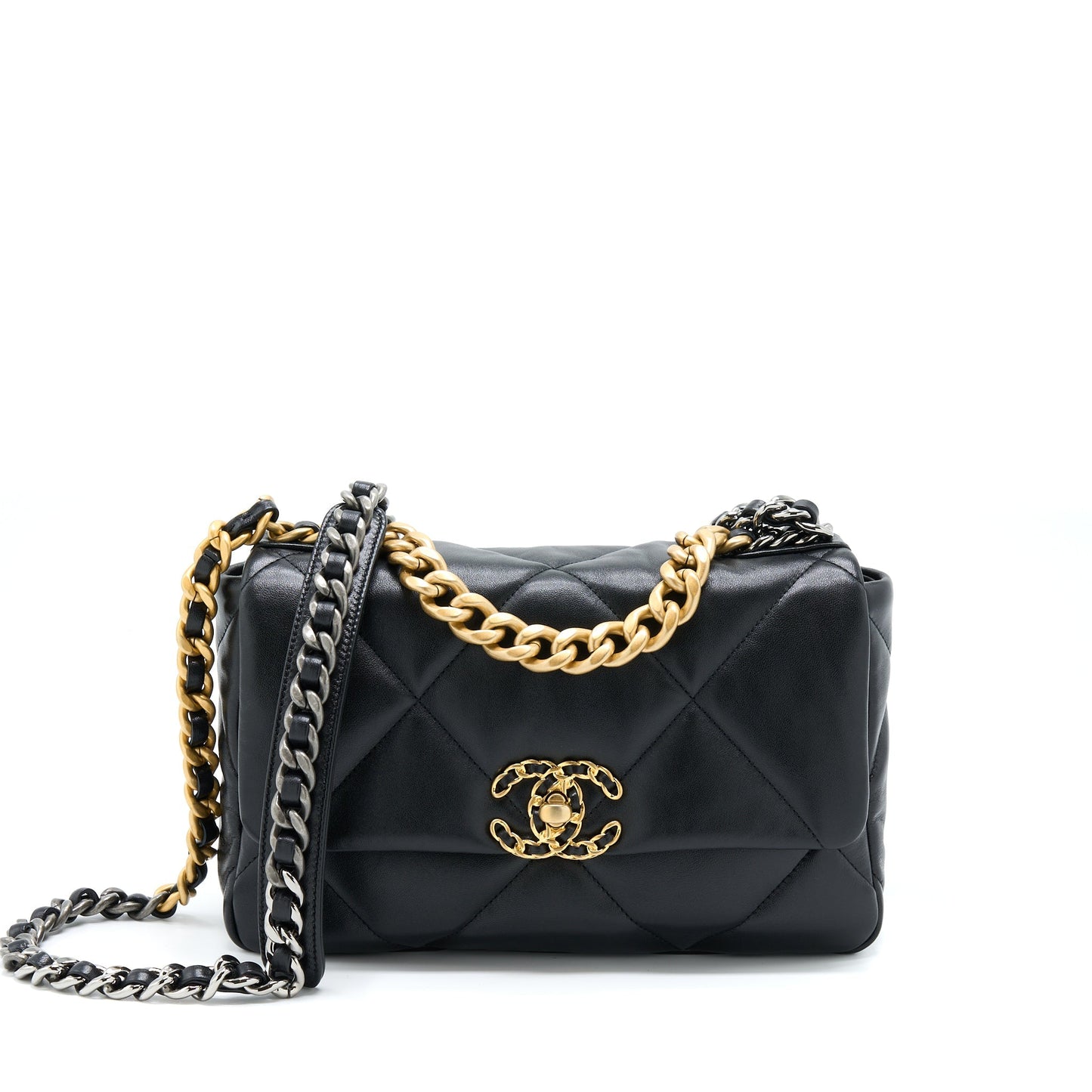 Chanel 19 Lambskin Hardware Microchip Multicolour Black Small Handbag Hardware Microchip