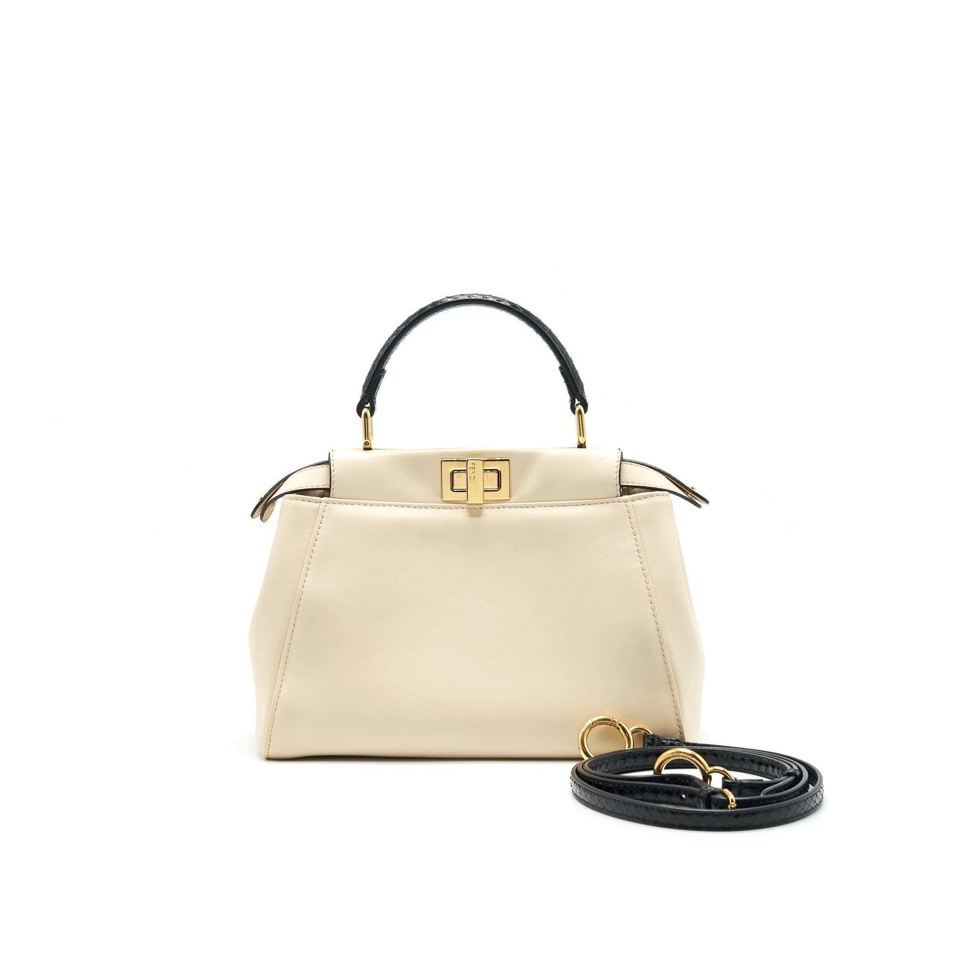 Fendi Handle Purse Camelia Black Travel Bag