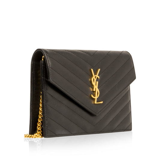 YSL Saint Laurent Chevron Crossbody Monogram Crossbody Bag