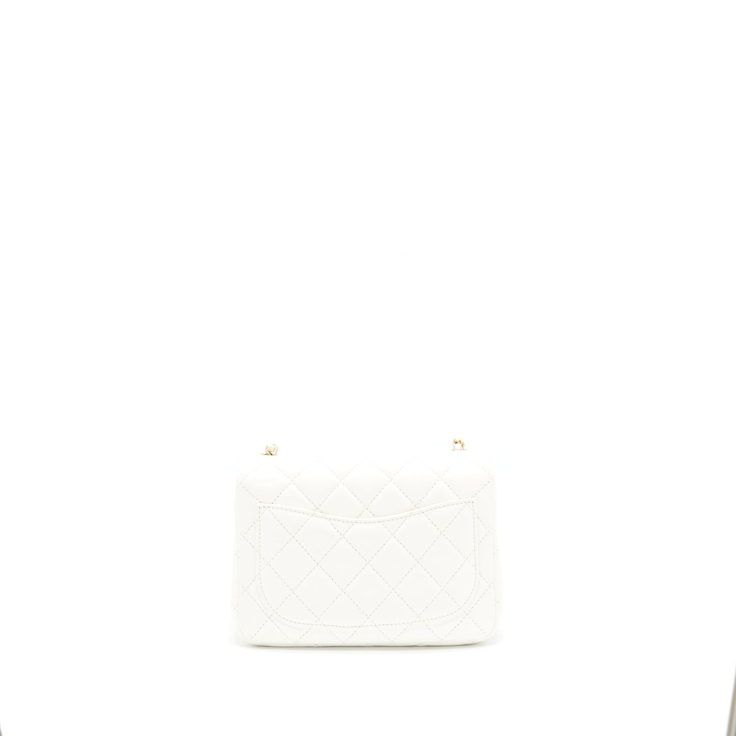 Chanel Pearl Crush Square Flap GHW White Shoulder Bag