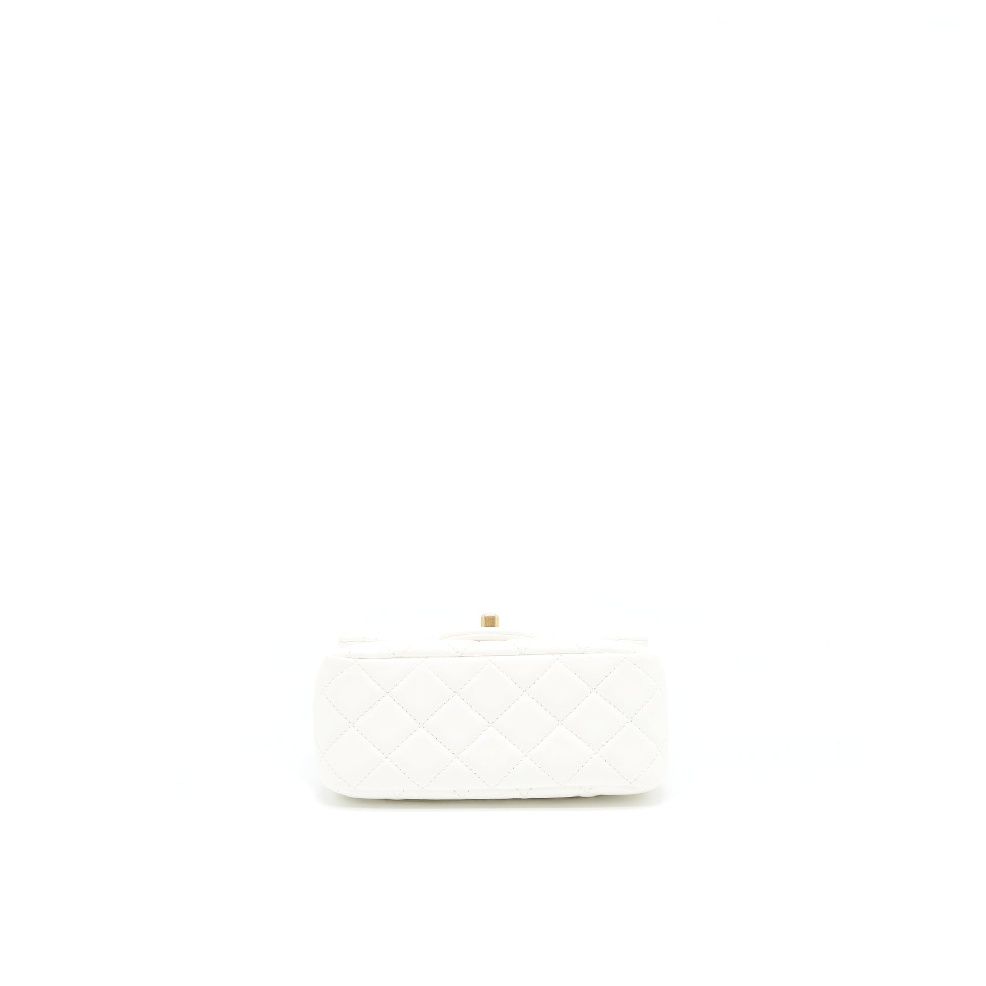 Chanel Pearl Crush Square Flap GHW White Shoulder Bag