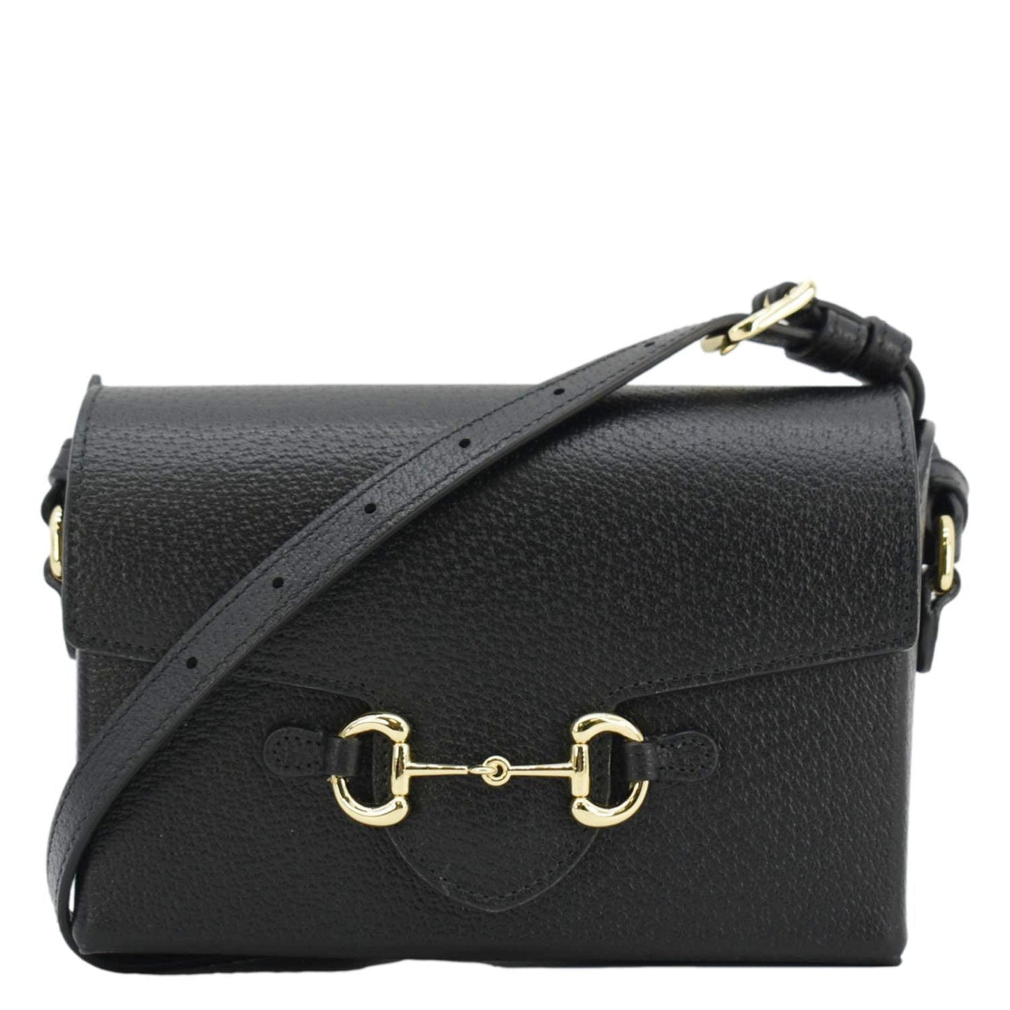 Gucci Horsebit Shoulder Bag Leather Black Flap Bag