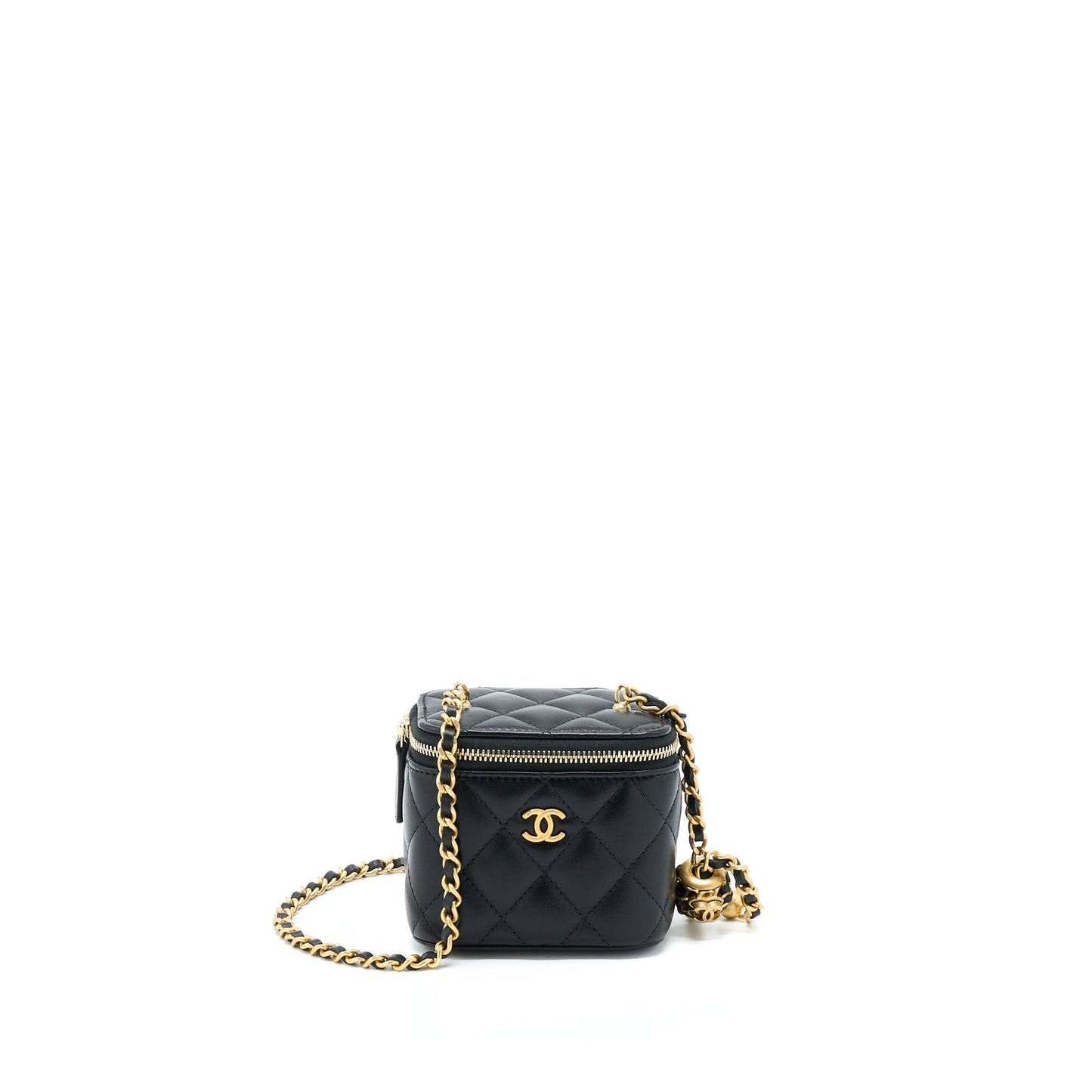 Chanel 22A Pearl Crush Vanity Lambskin GHW Black Mini Bag