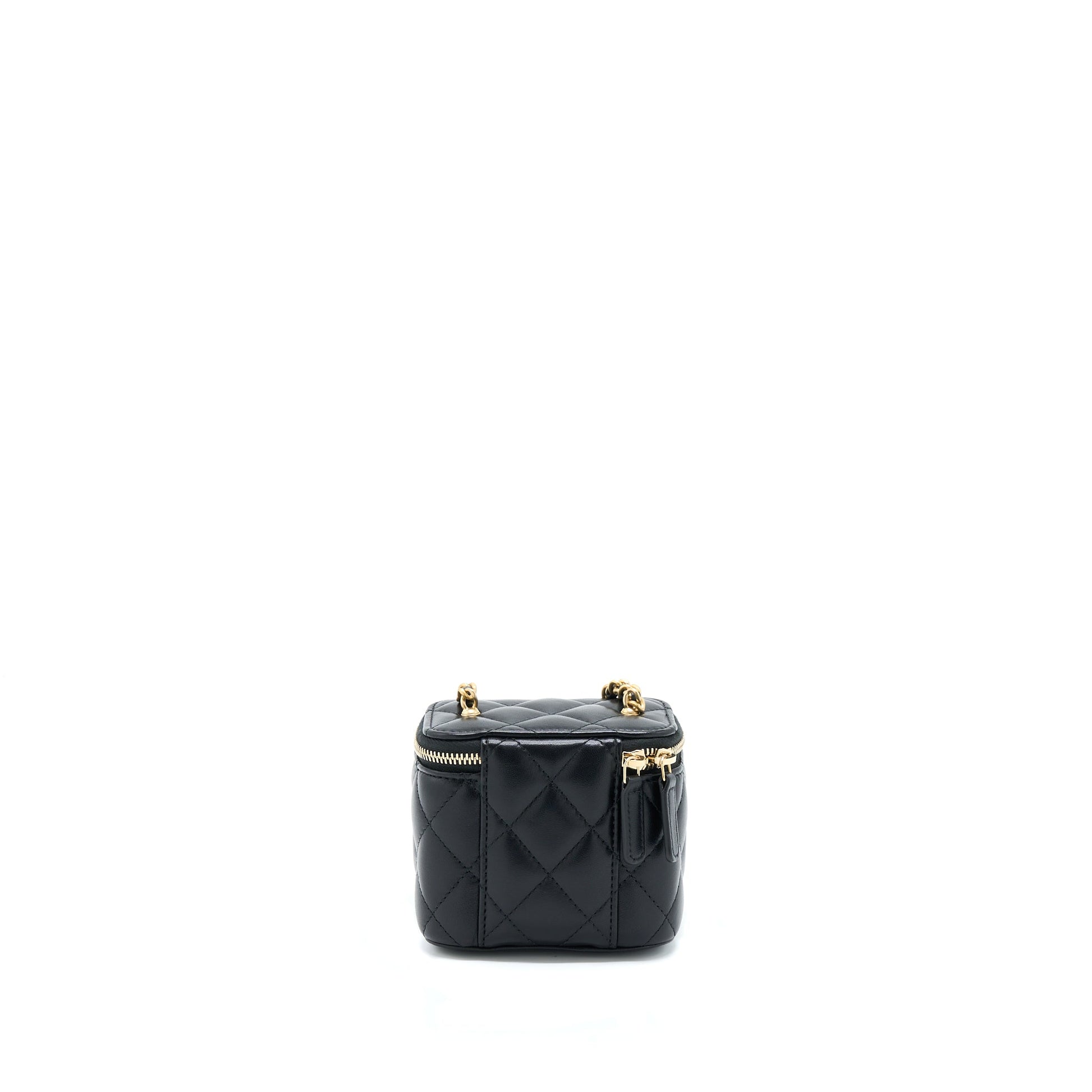 Chanel 22A Pearl Crush Vanity Lambskin GHW Black Mini Bag