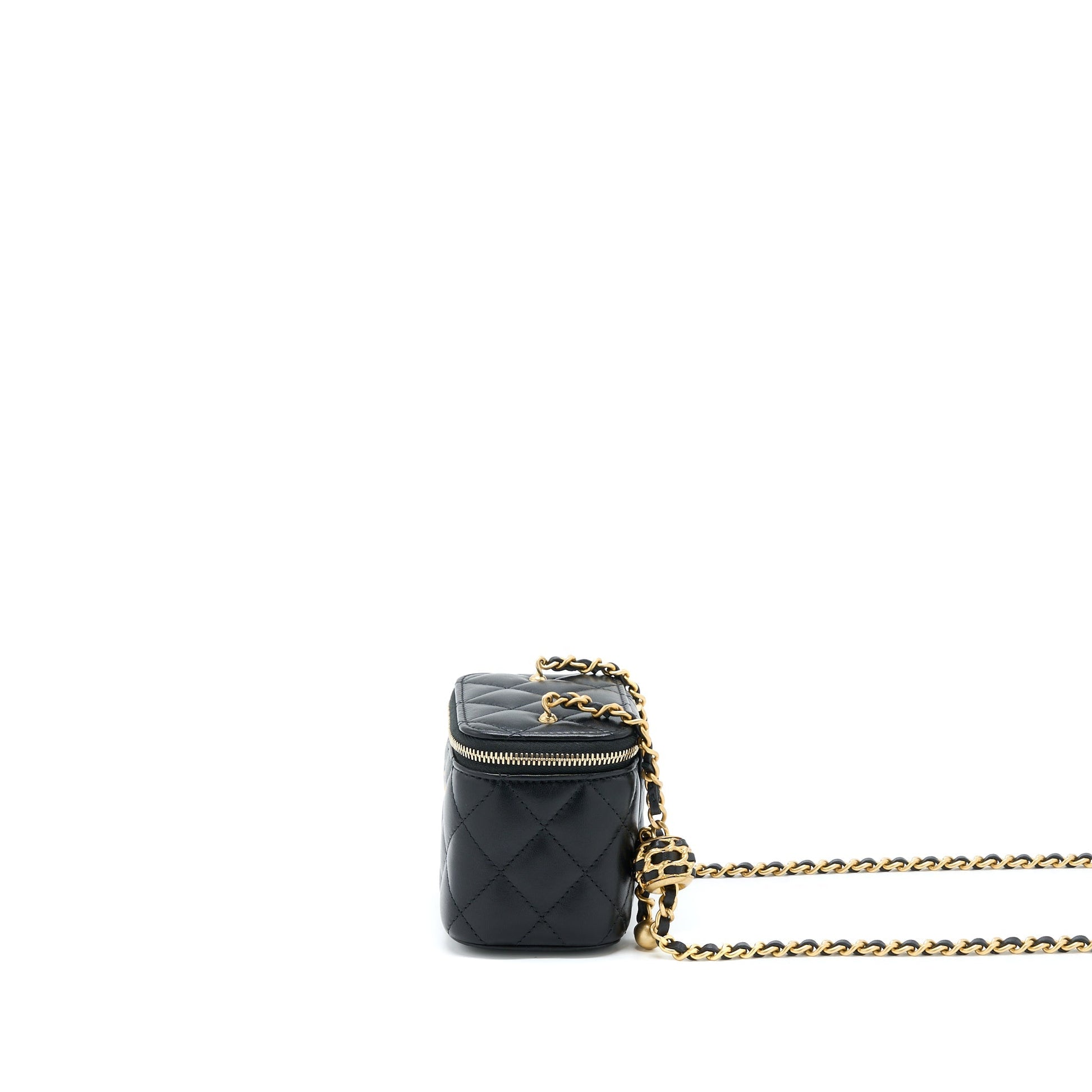 Chanel 22A Pearl Crush Vanity Lambskin GHW Black Mini Bag