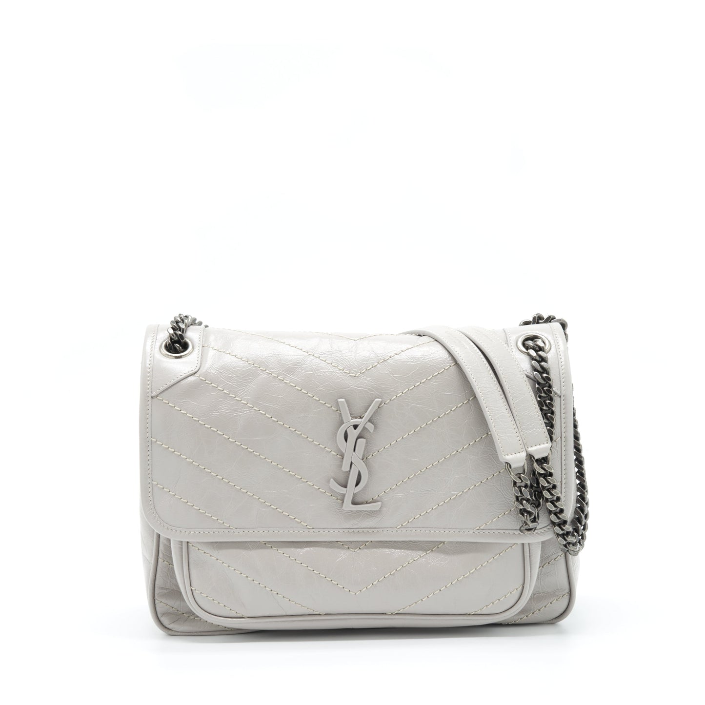 YSL Saint Laurent Saint Laurent Niki Purse Calfskin Light Grey Medium Travel Bag