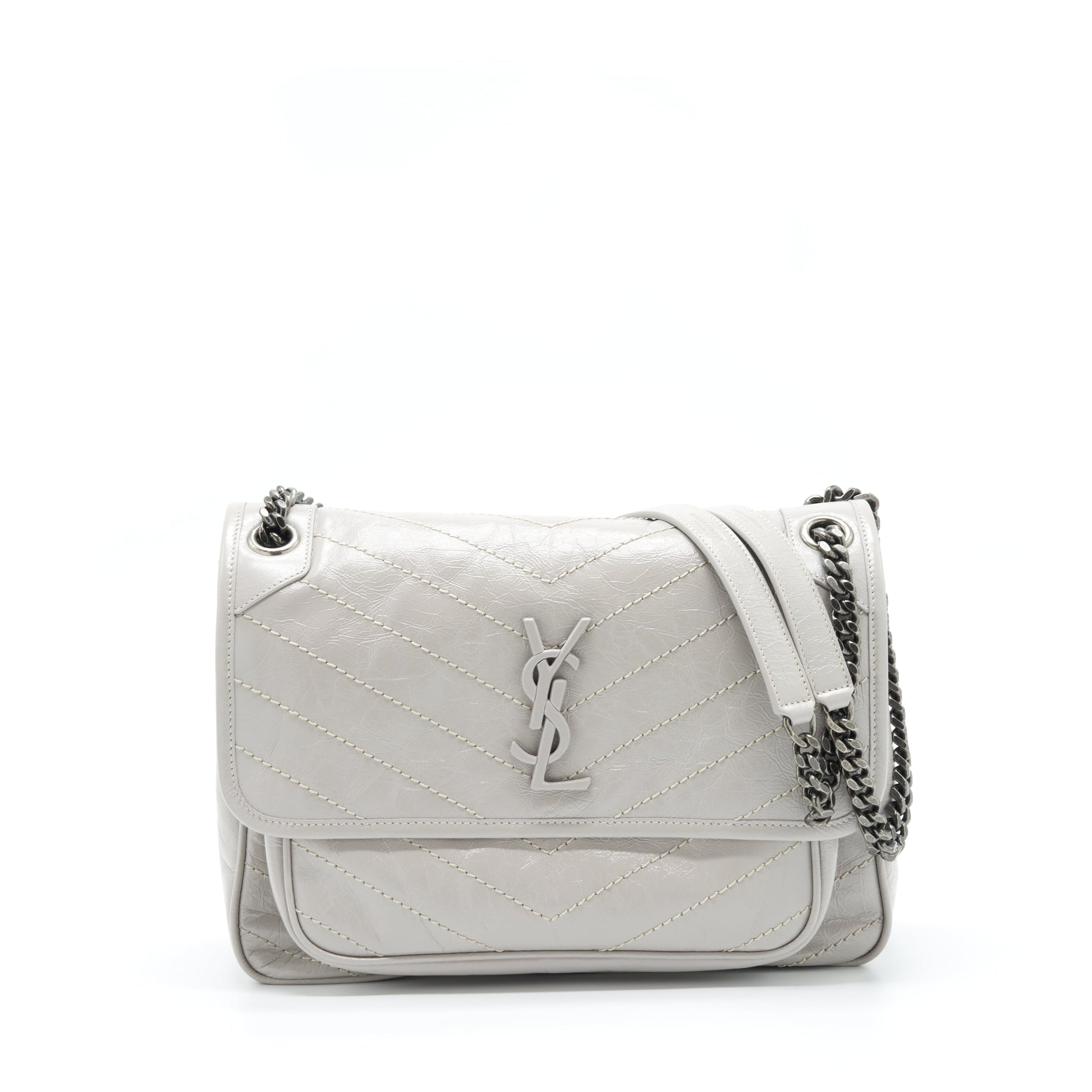 YSL Saint Laurent Saint Laurent Niki Purse Calfskin Light Grey Medium Travel Bag