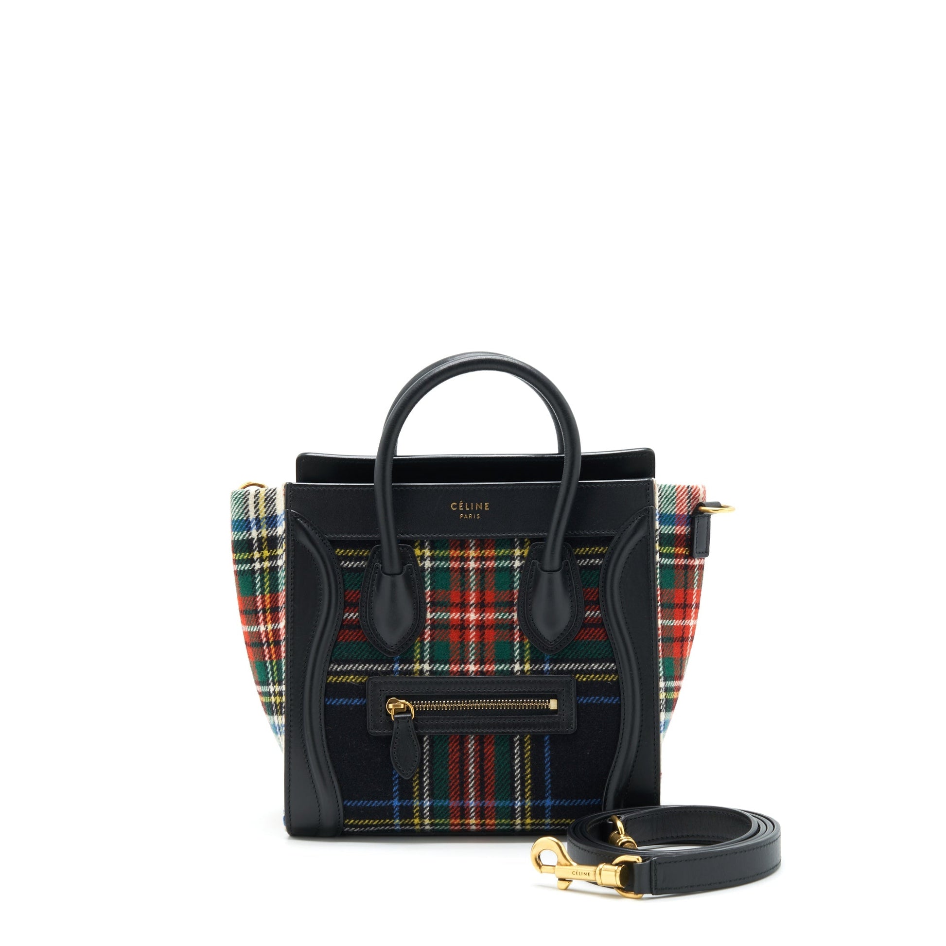 Celine Nano Luggage Purse Fabric Multicolour Handbag Leather Travel Bag