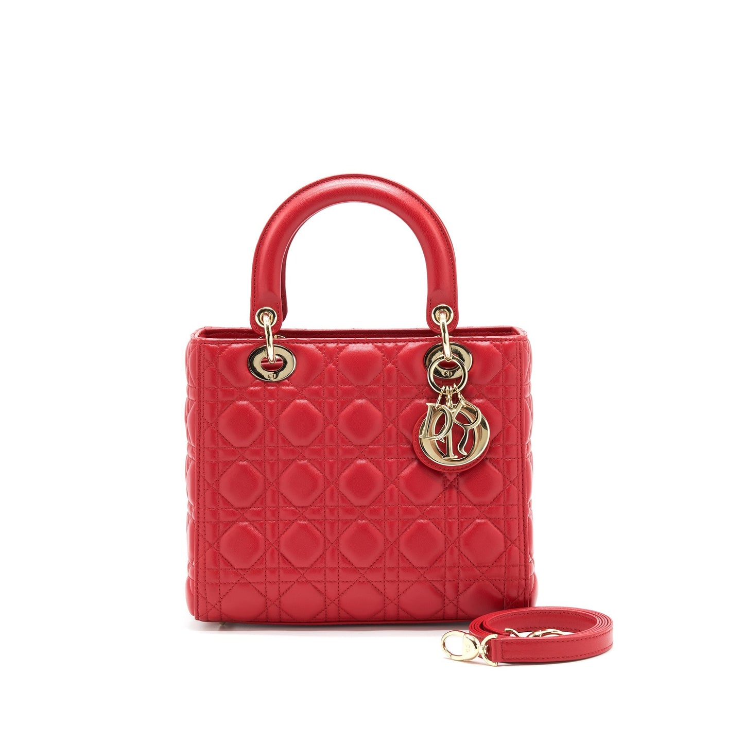 Dior Lady Tote Purse Handbag Red Medium Tote Bag