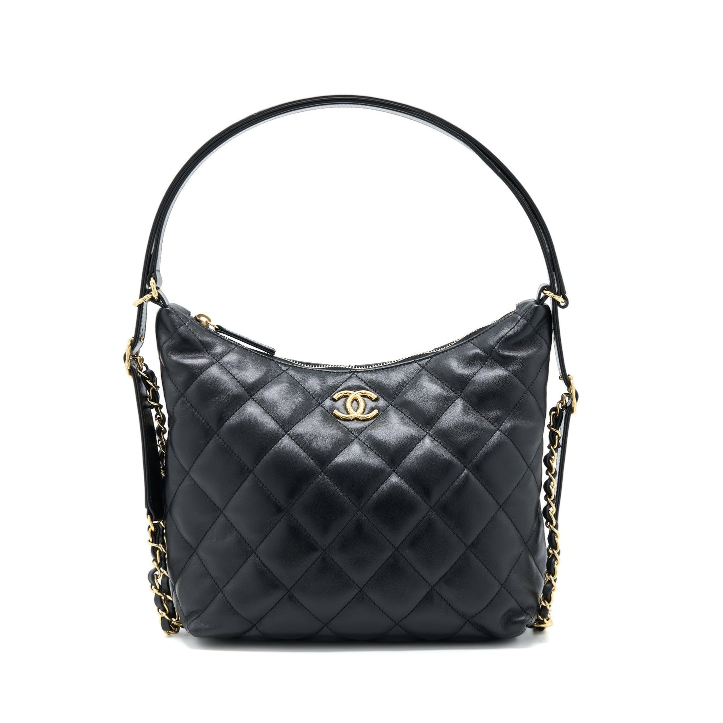 Chanel 22B Hobo Lambskin GHW Microchip Black Shoulder Bag