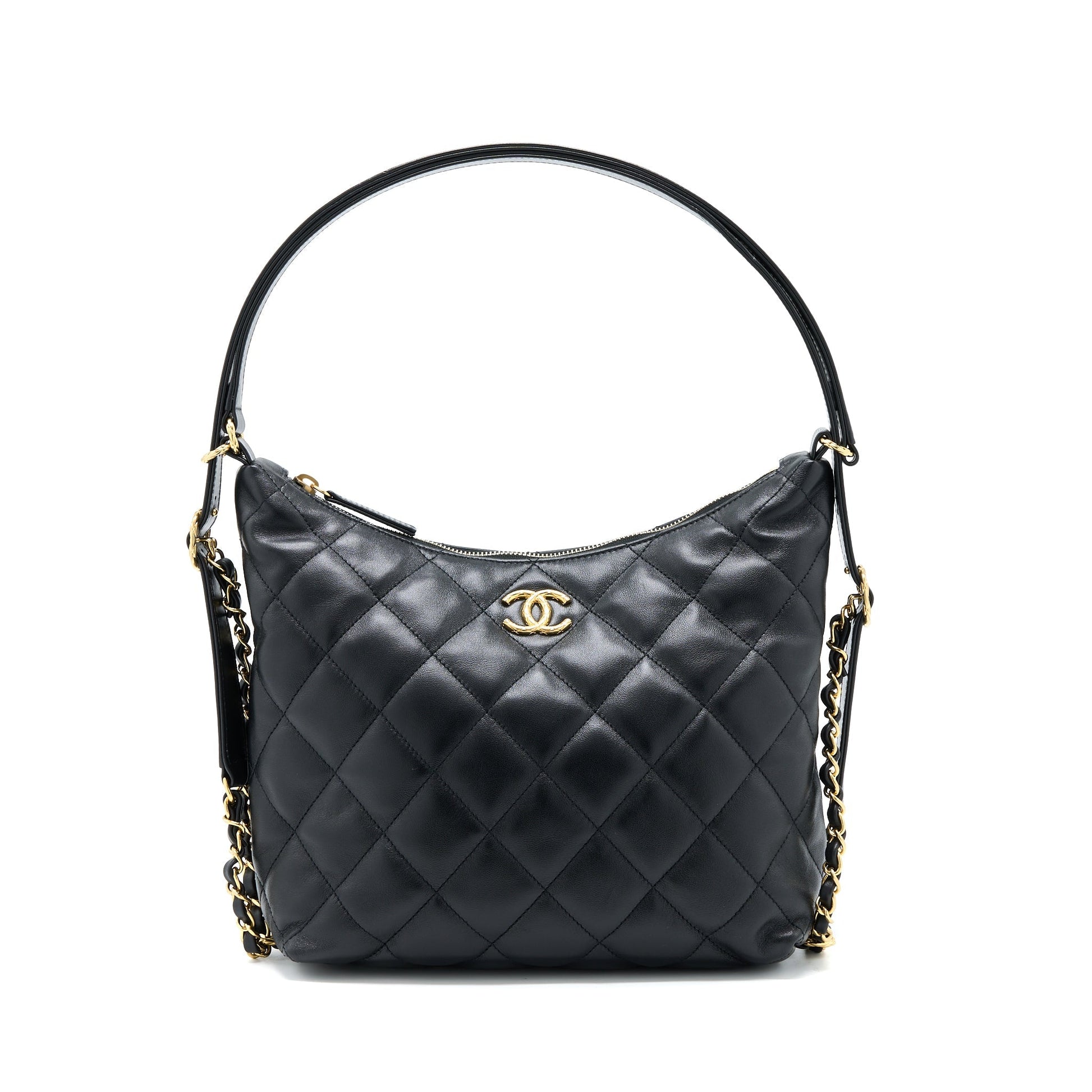 Chanel 22B Hobo Lambskin GHW Microchip Black Shoulder Bag