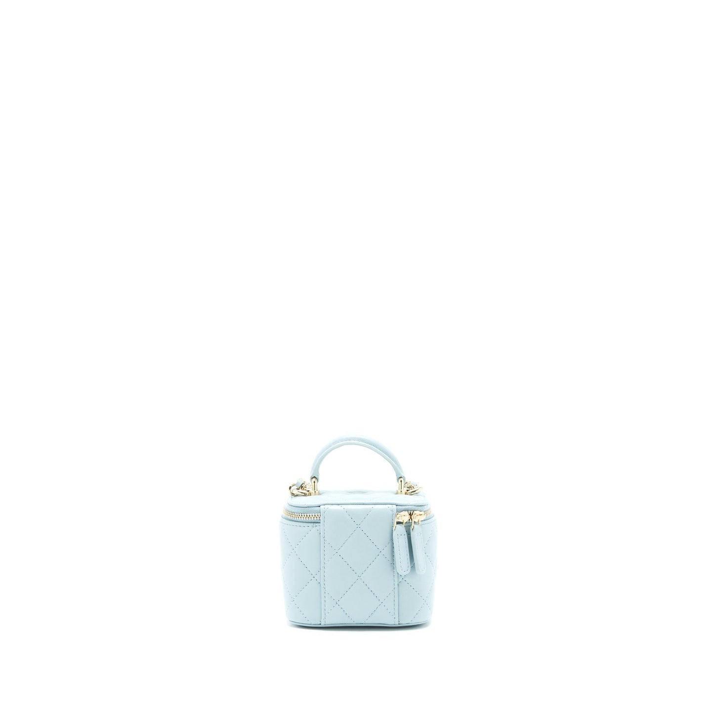 Chanel 22P Top Handle Vanity Lambskin Light Blue Mini Bag