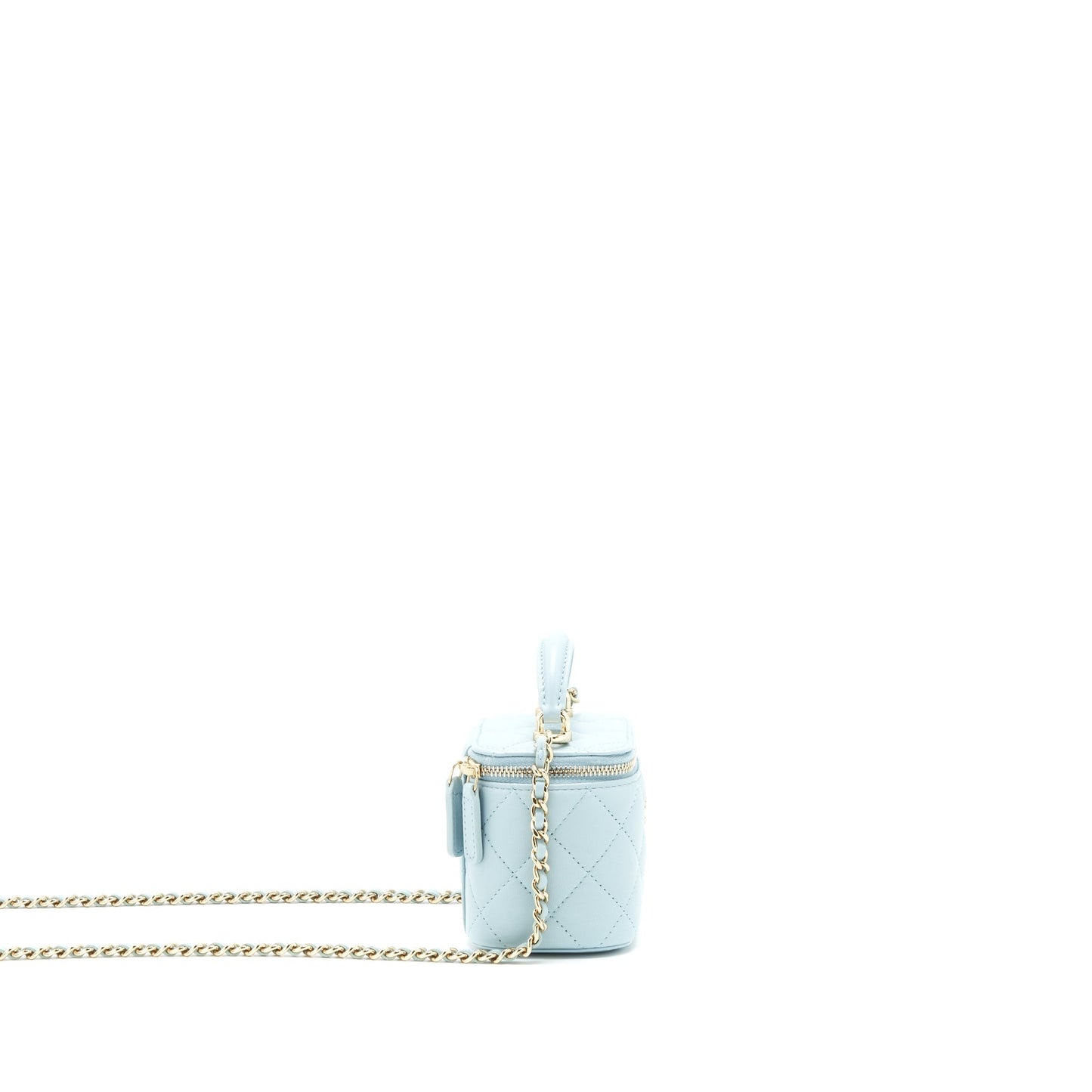 Chanel 22P Top Handle Vanity Lambskin Light Blue Mini Bag