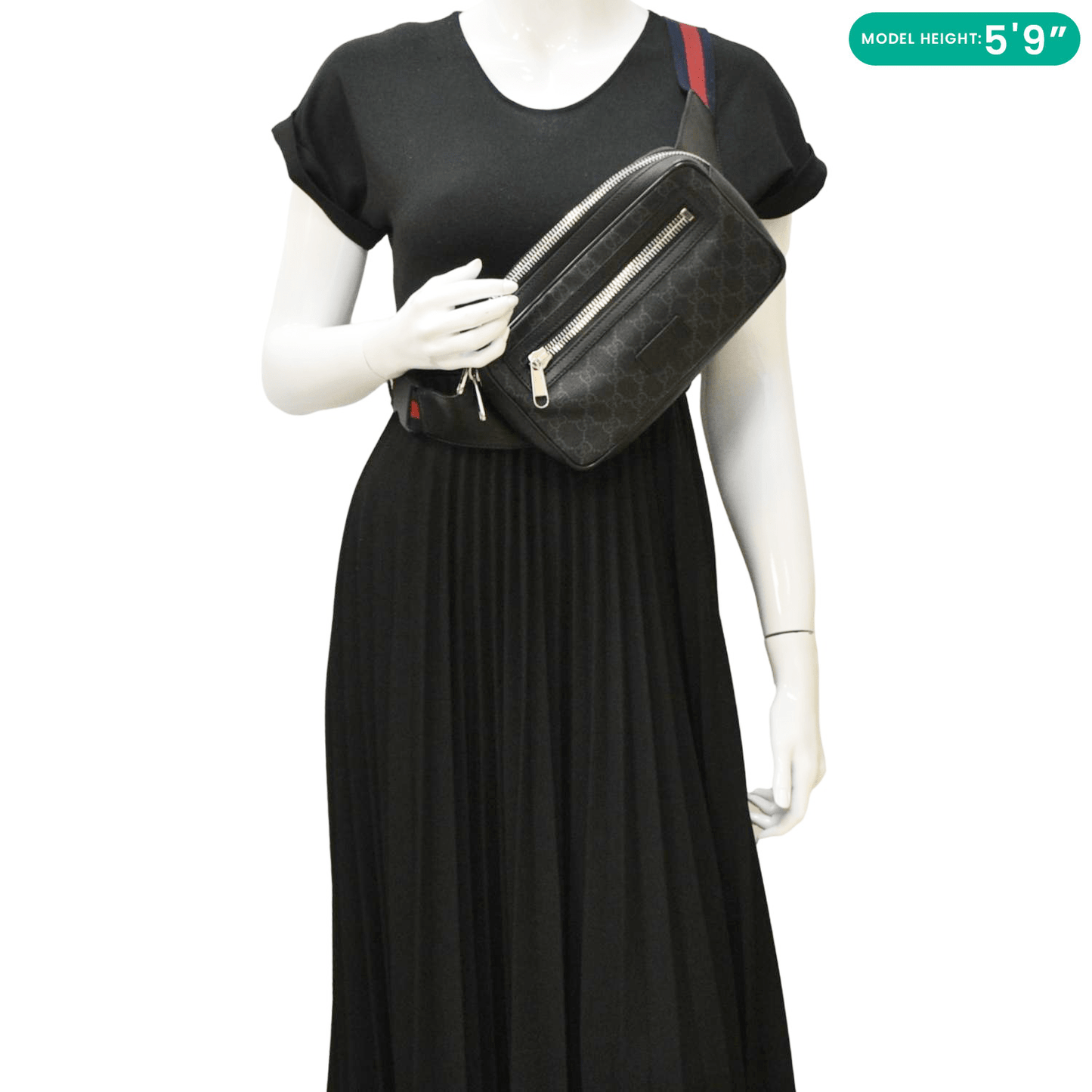 Gucci Supreme Zip Belt Bag Canvas Black Accessory