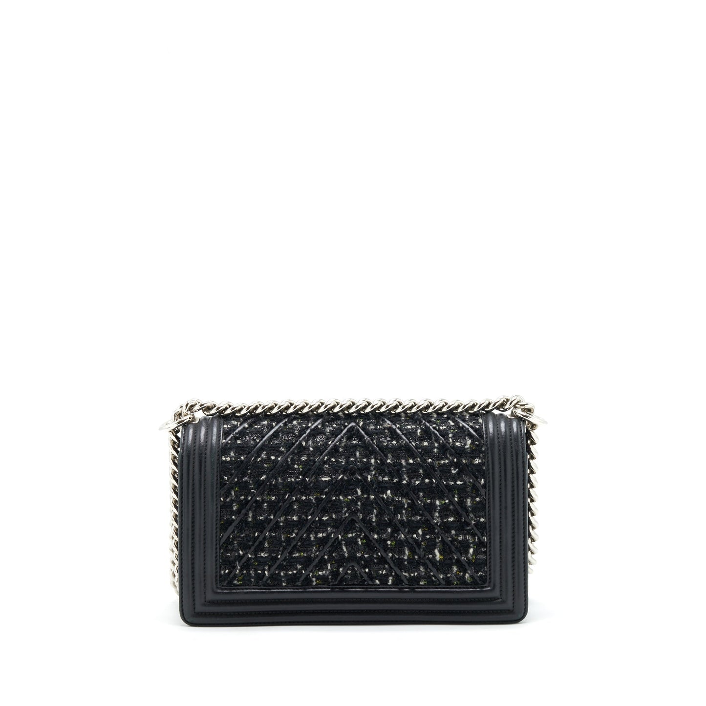Chanel Boy Tweed Lambskin SHW Black Handbag