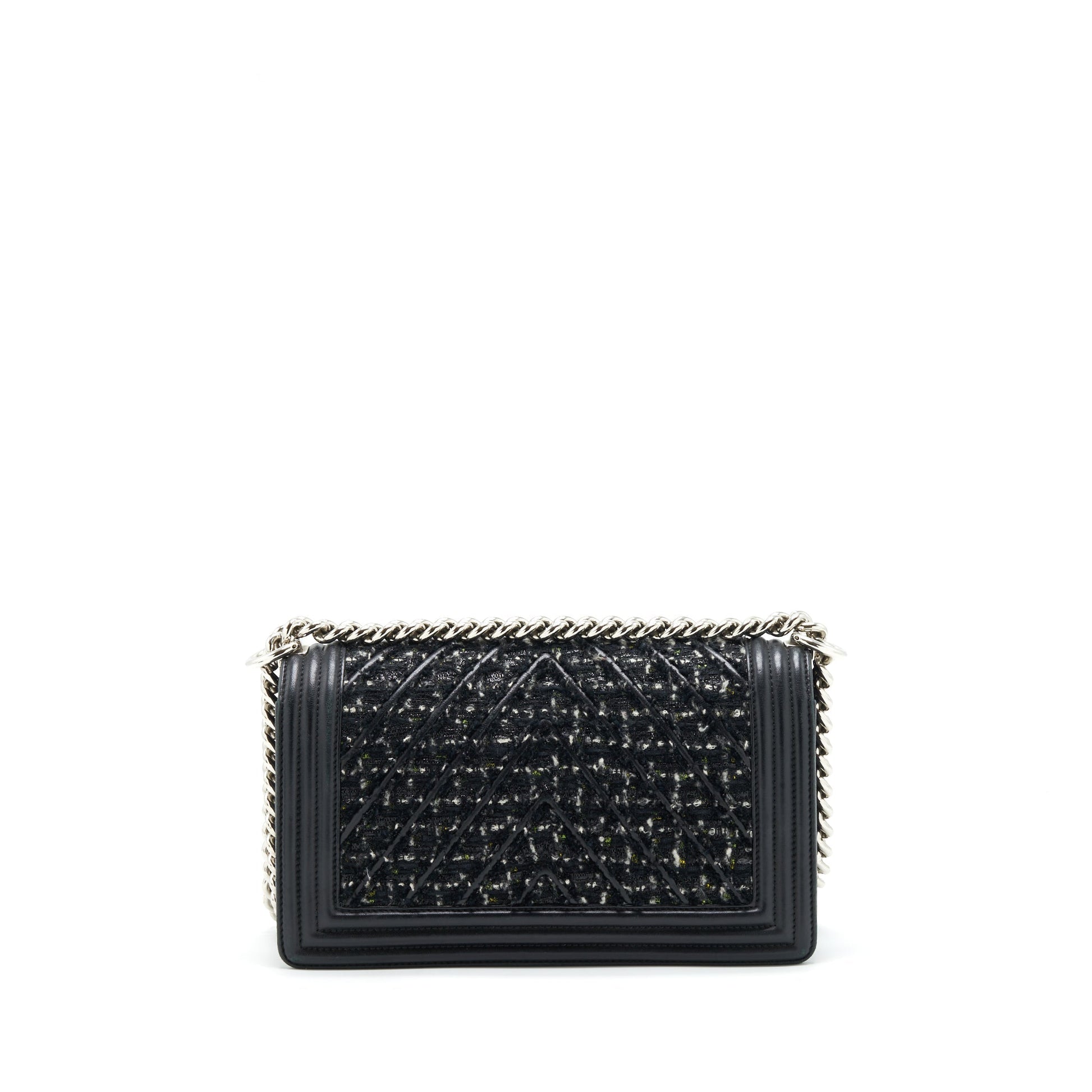 Chanel Boy Tweed Lambskin SHW Black Handbag