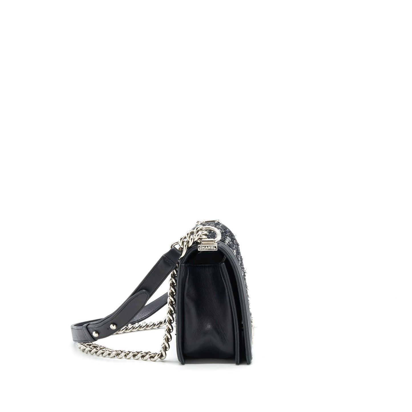 Chanel Boy Tweed Lambskin SHW Black Handbag