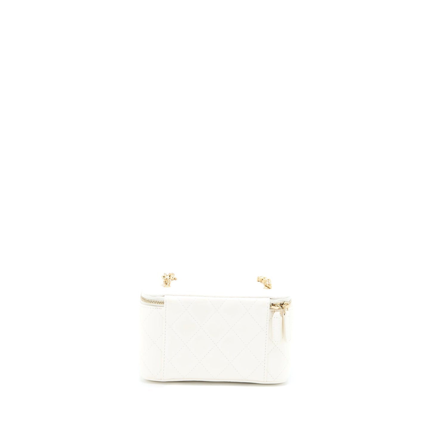 Chanel Pearl Crush Long Vanity Lambskin Brushed White Handbag