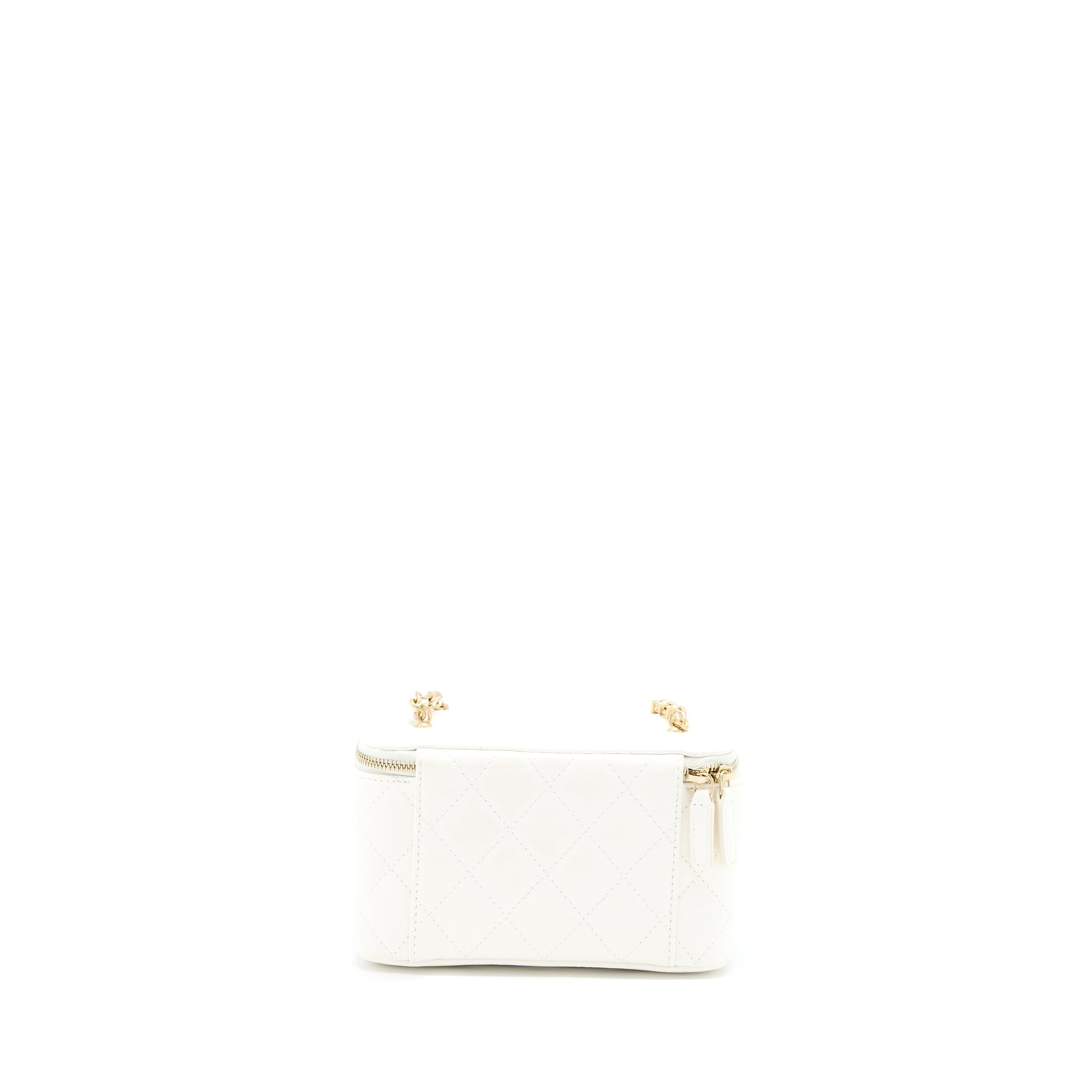 Chanel Pearl Crush Long Vanity Lambskin Brushed White Handbag