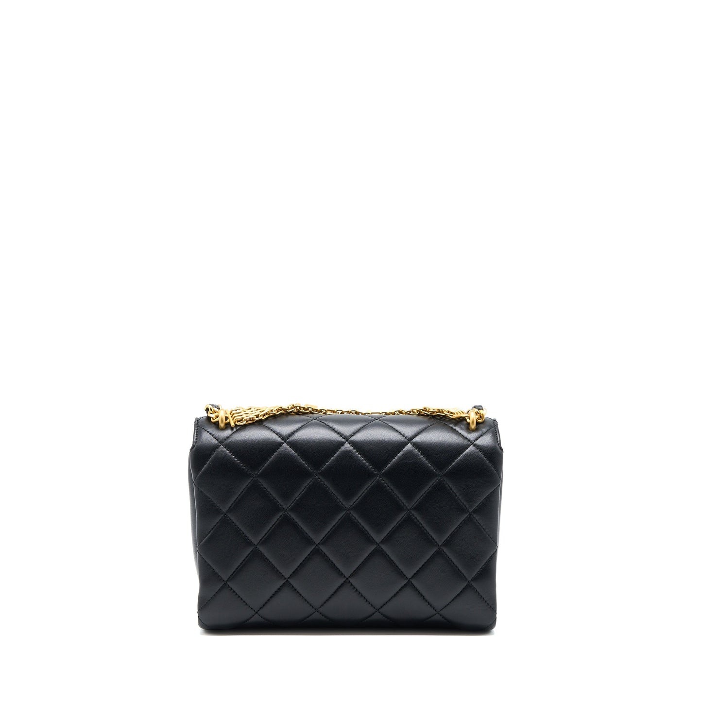 Chanel 22S Letter Crystal Handle Flap Lambskin Black Shoulder Bag