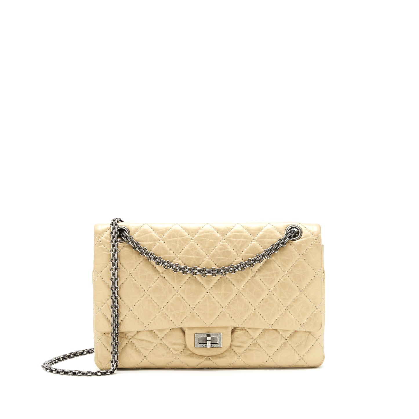 Chanel 2.55 Reissue 226 Double Flap Ruthenium Shoulder Bag
