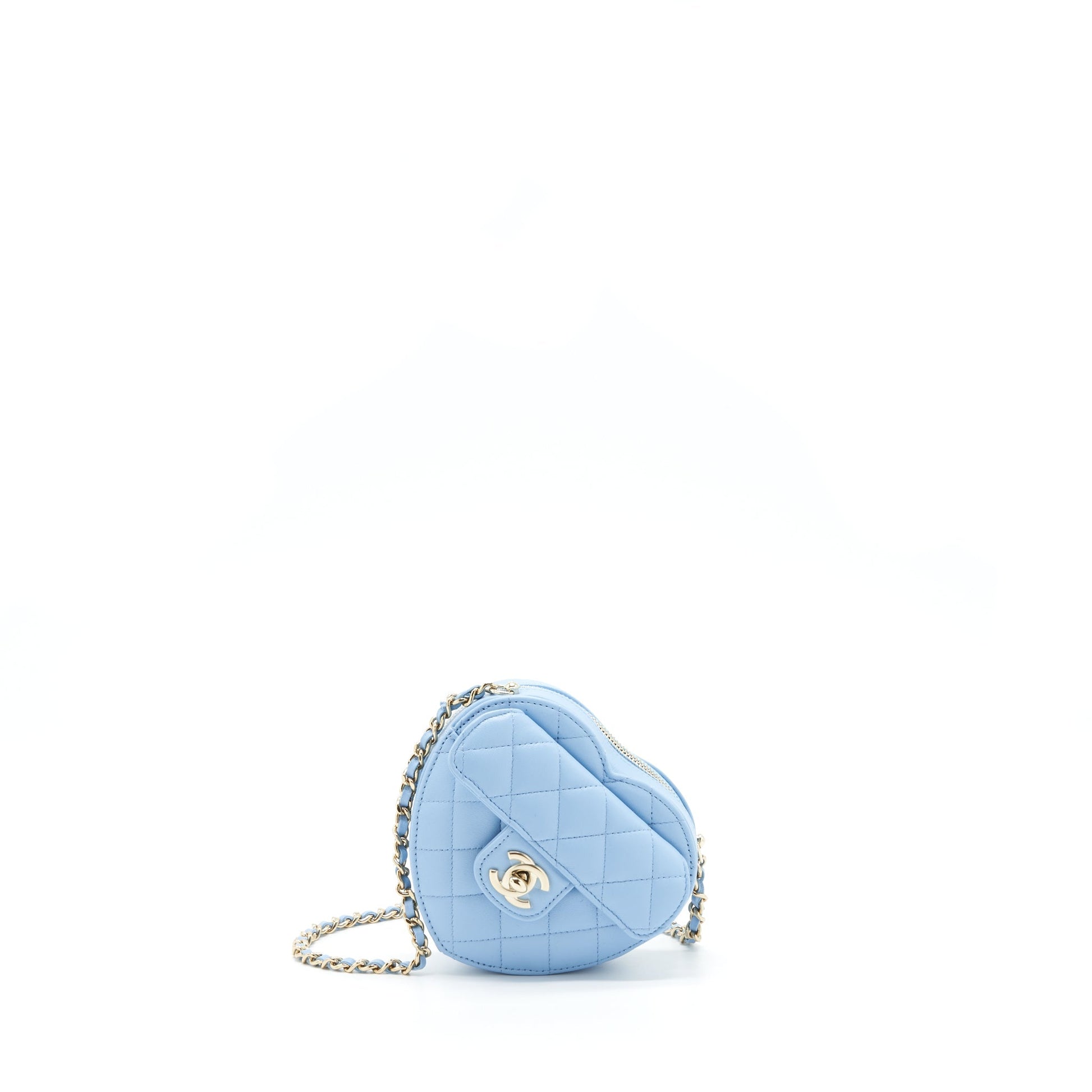Chanel 22S Heart Lambskin Light LGHW Blue Small Handbag