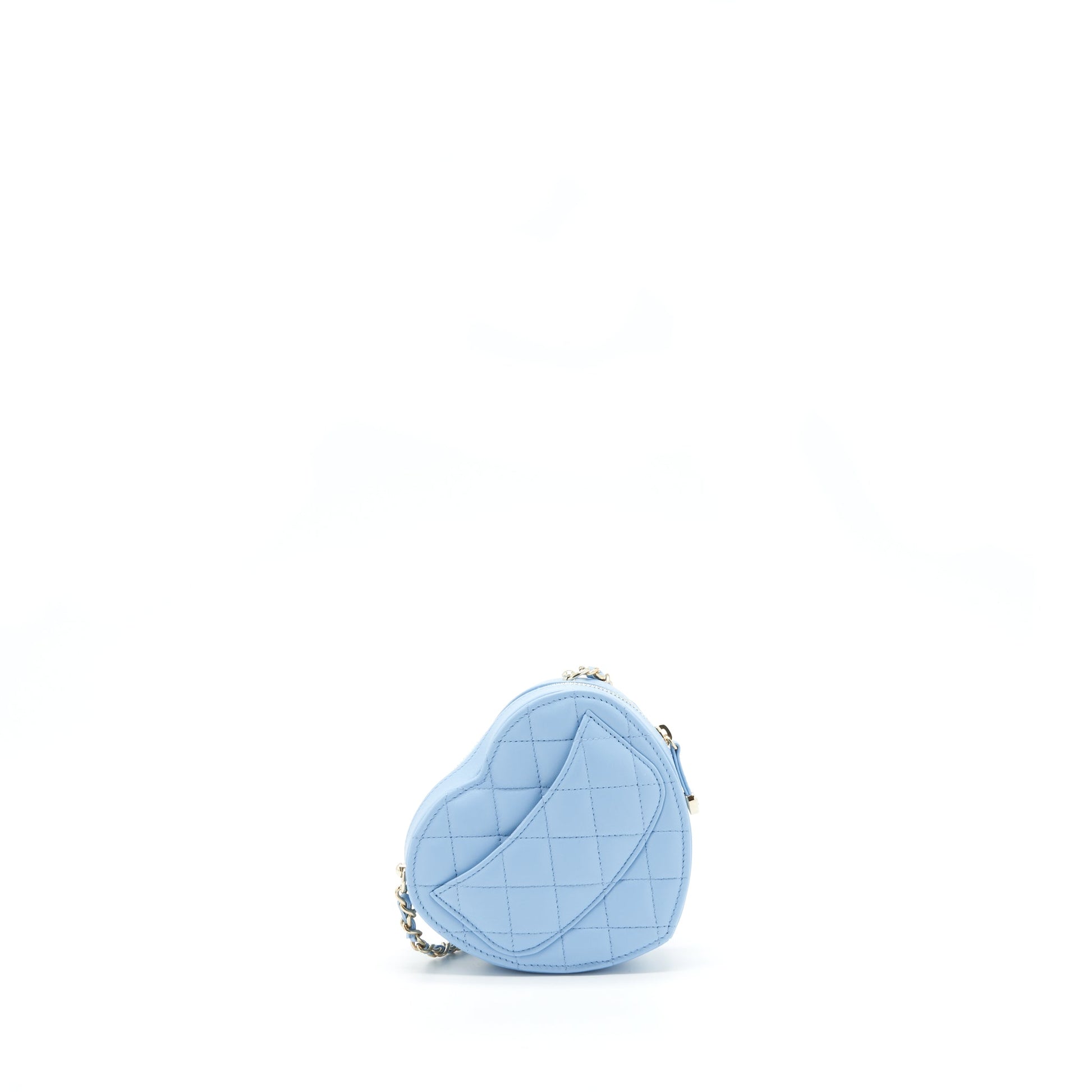 Chanel 22S Heart Lambskin Light LGHW Blue Small Handbag