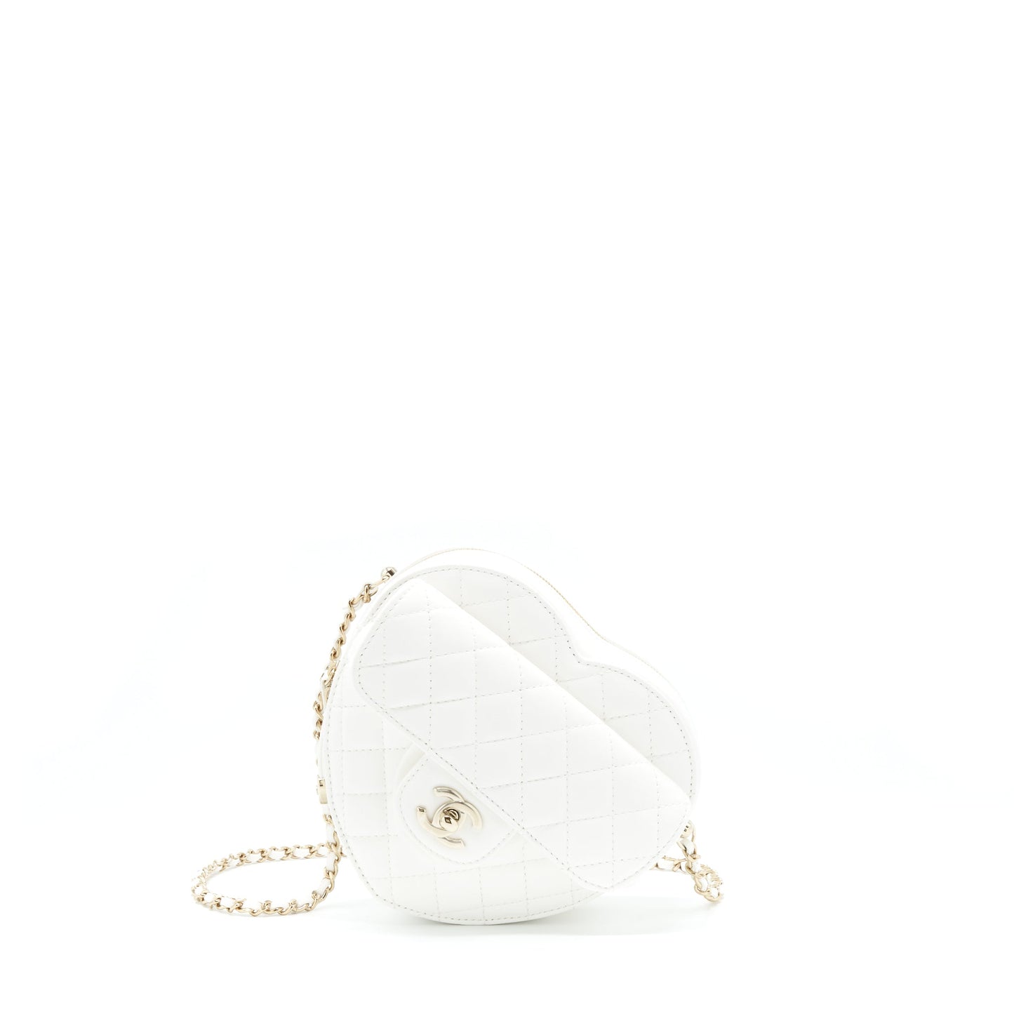 Chanel 22S Heart Lambskin LGHW Microchip White Handbag Microchip 1